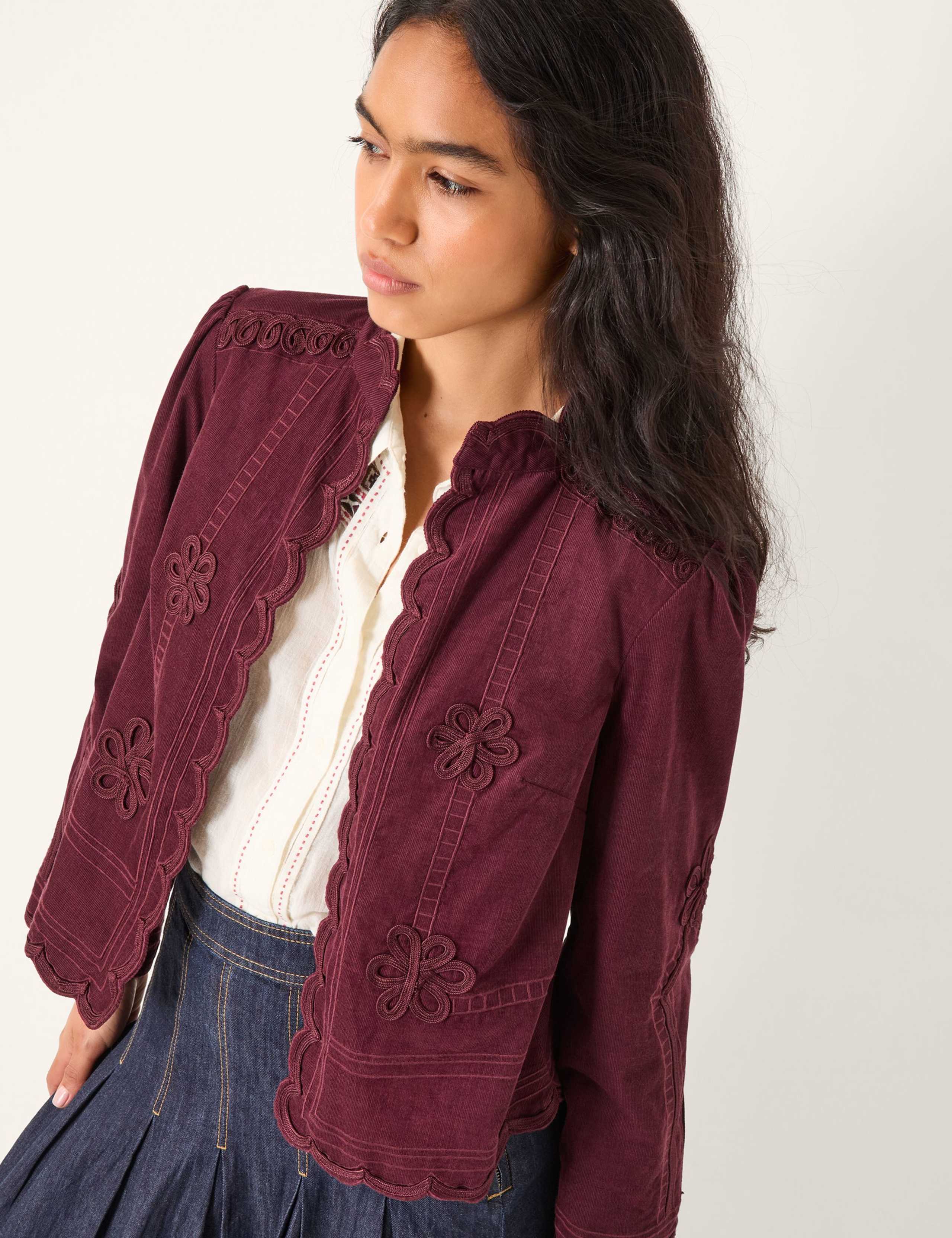 Pure Cotton Cord Embroidered Jacket