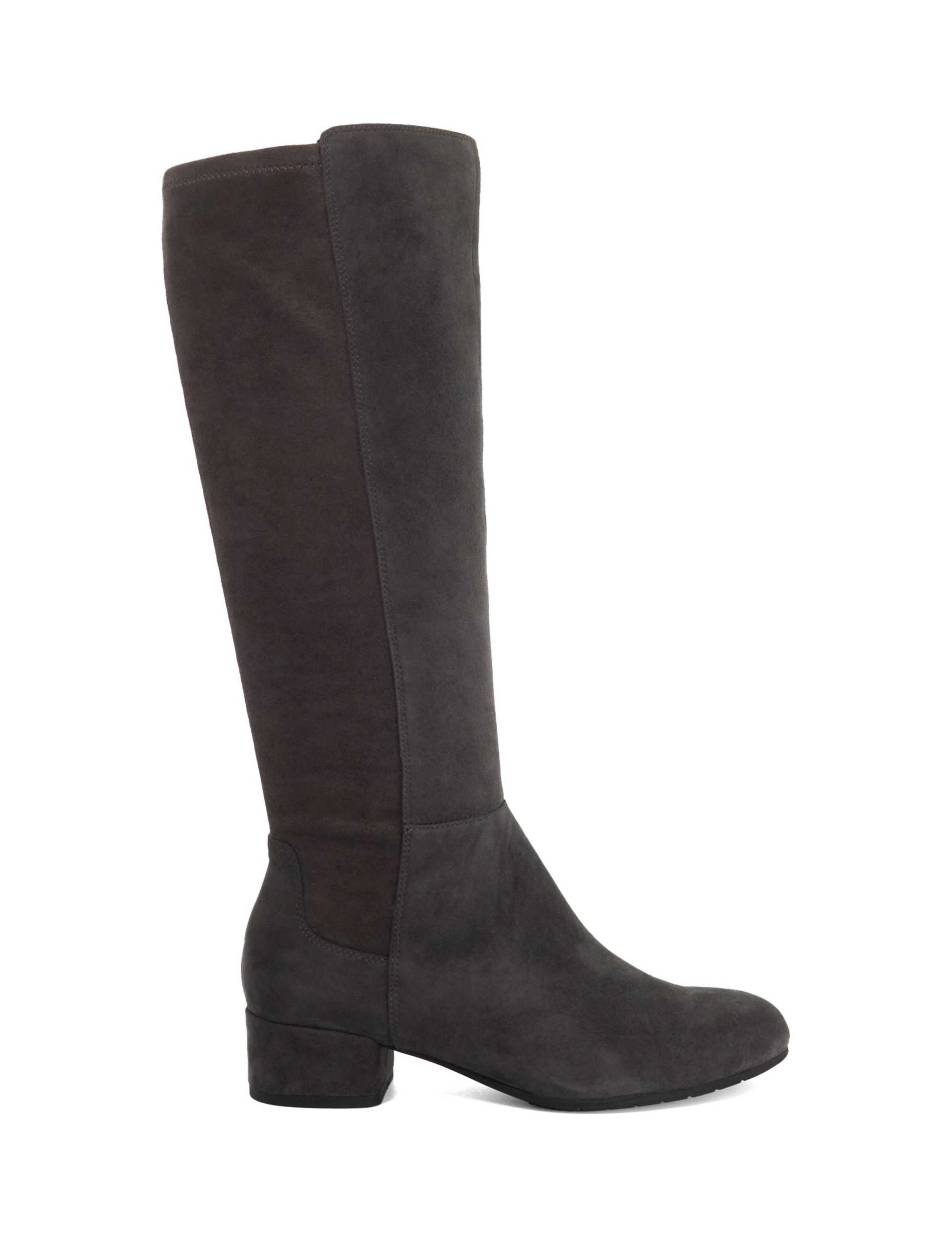 Wide Fit Suede Block Heel Knee High Boots
