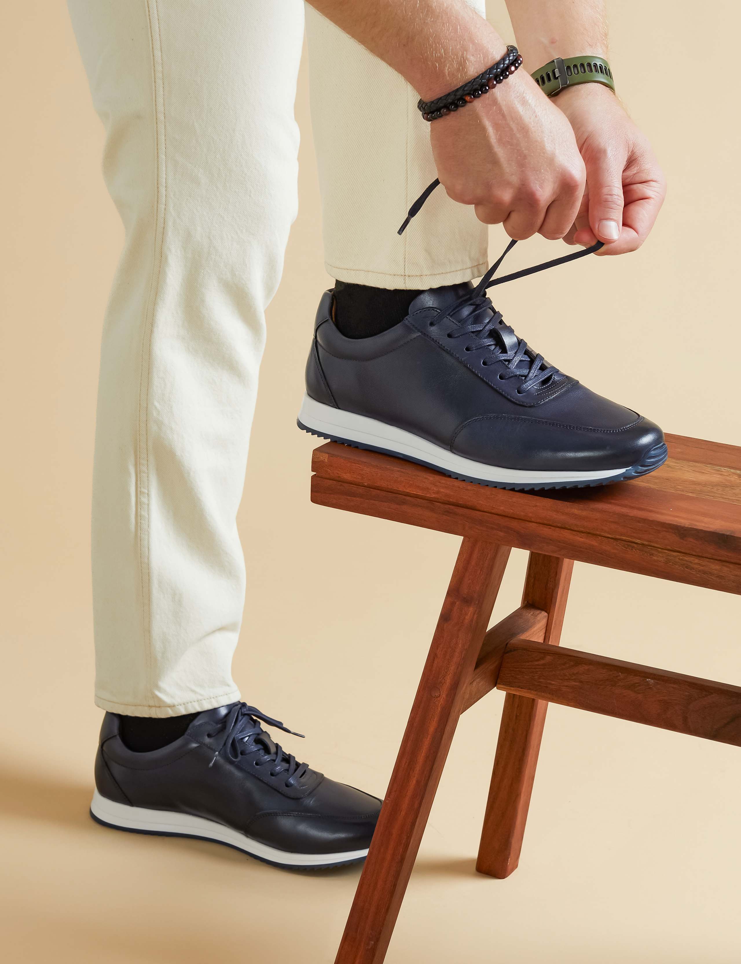Leather Lace Up Trainers