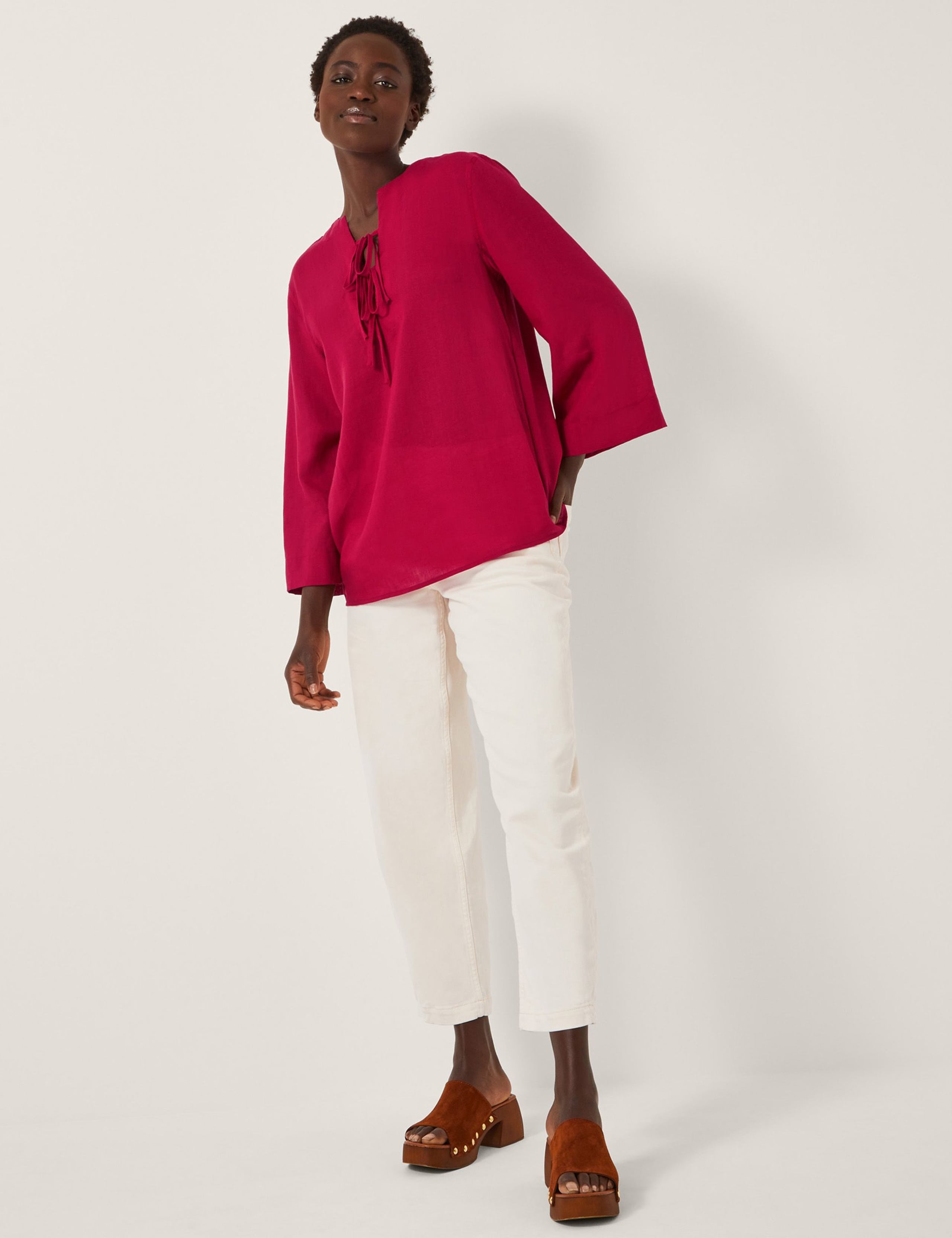 Linen Tie Neck Tunic