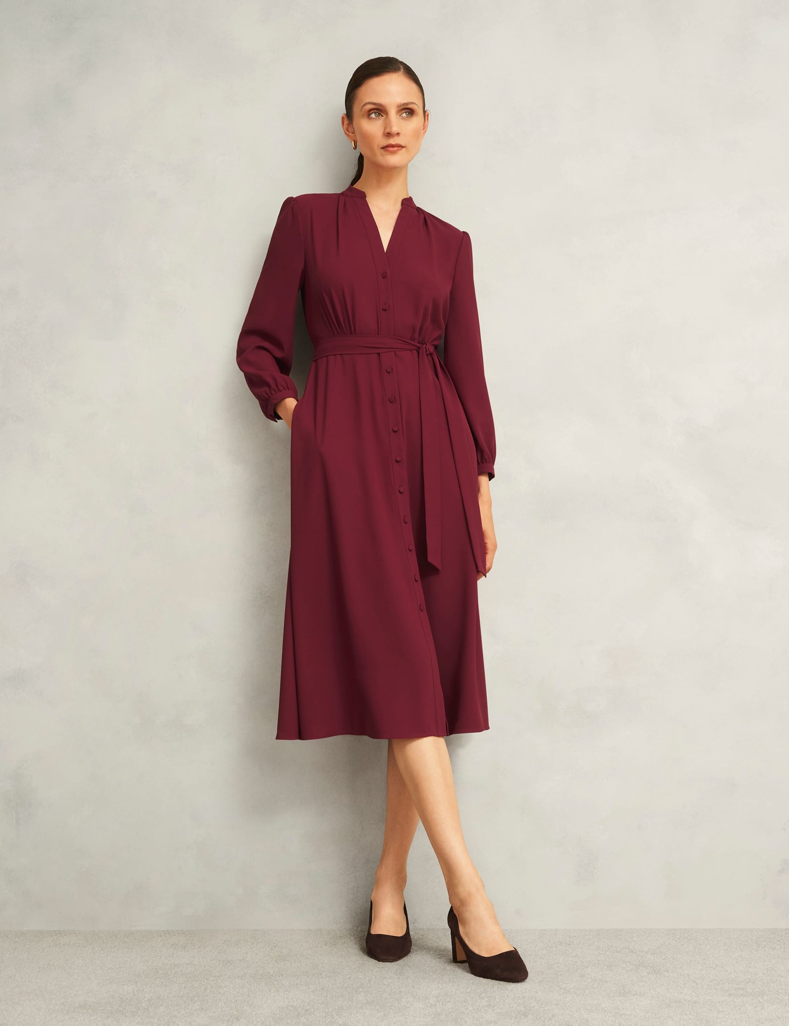 V-Neck Button Through Skater Dress