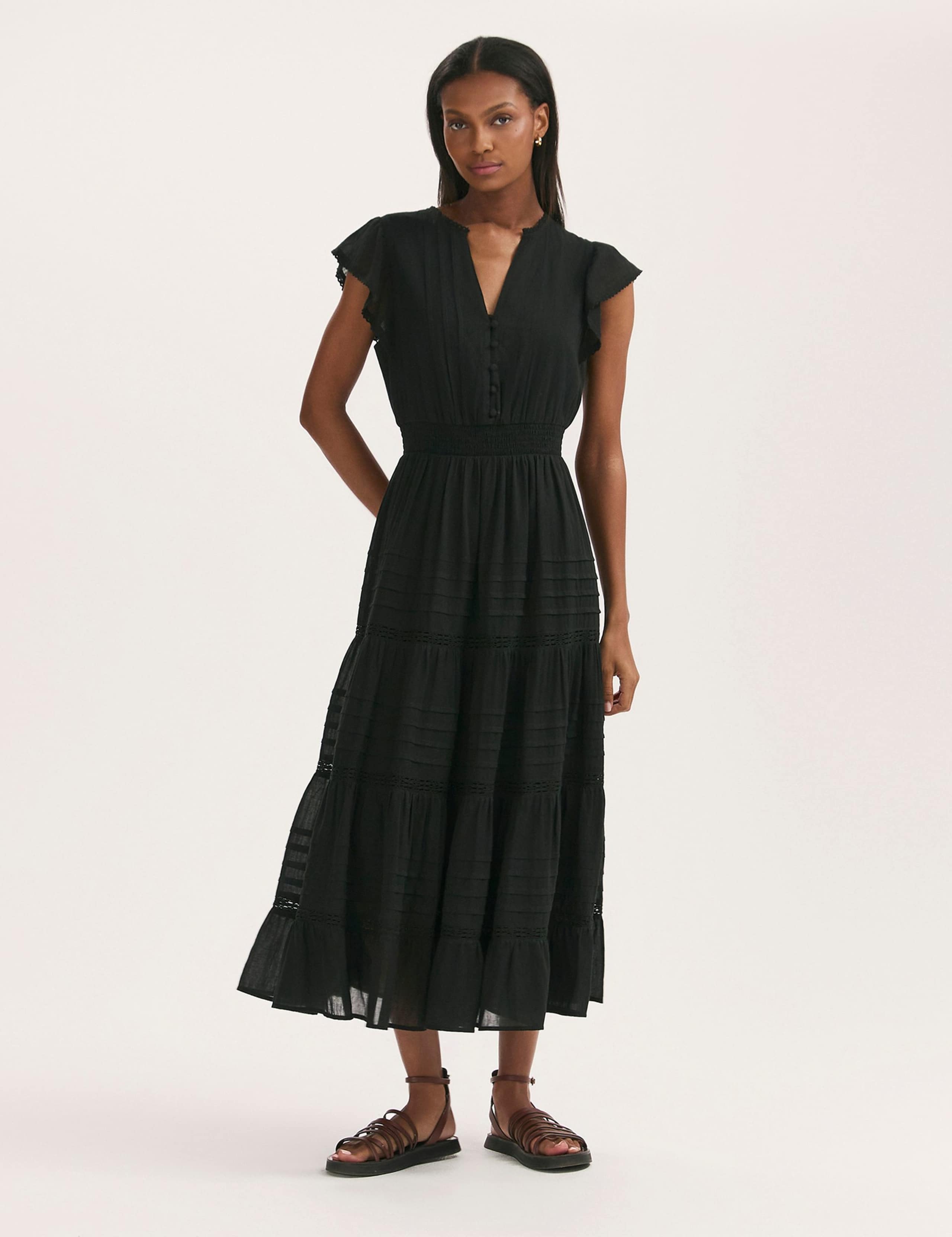 Pure Cotton Midi Tiered Dress