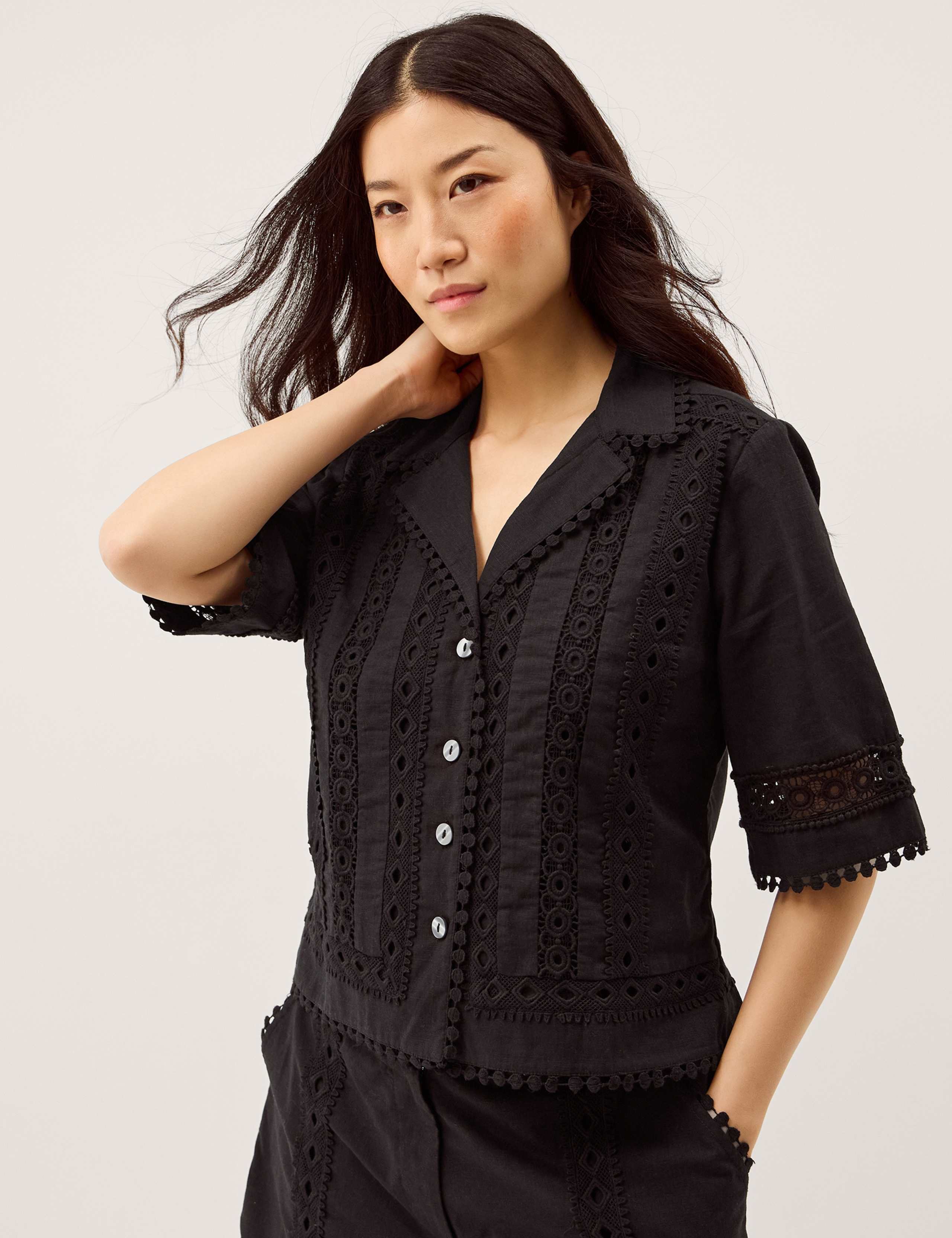 Pure Cotton Lace Trim Shirt