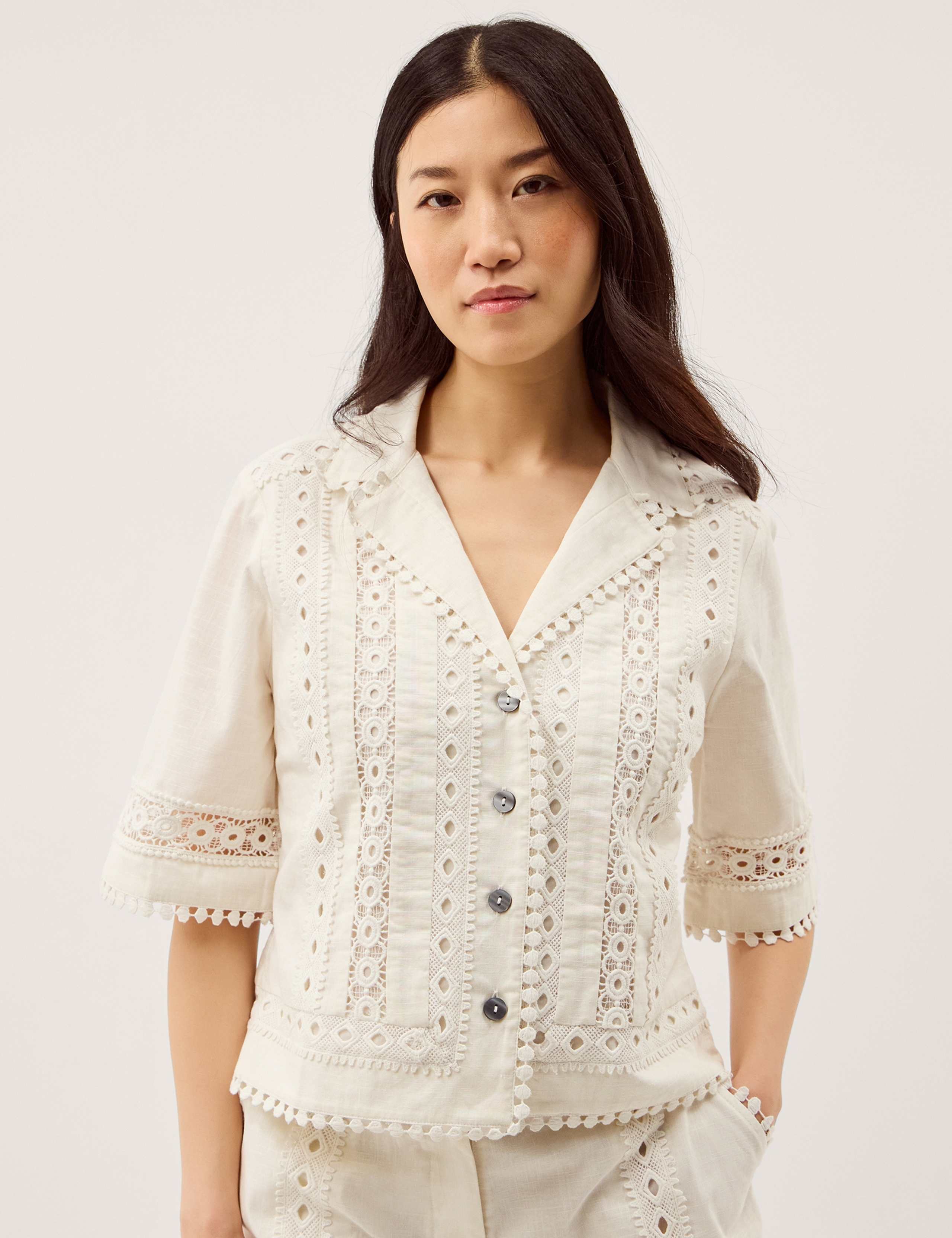 Pure Cotton Lace Trim Shirt