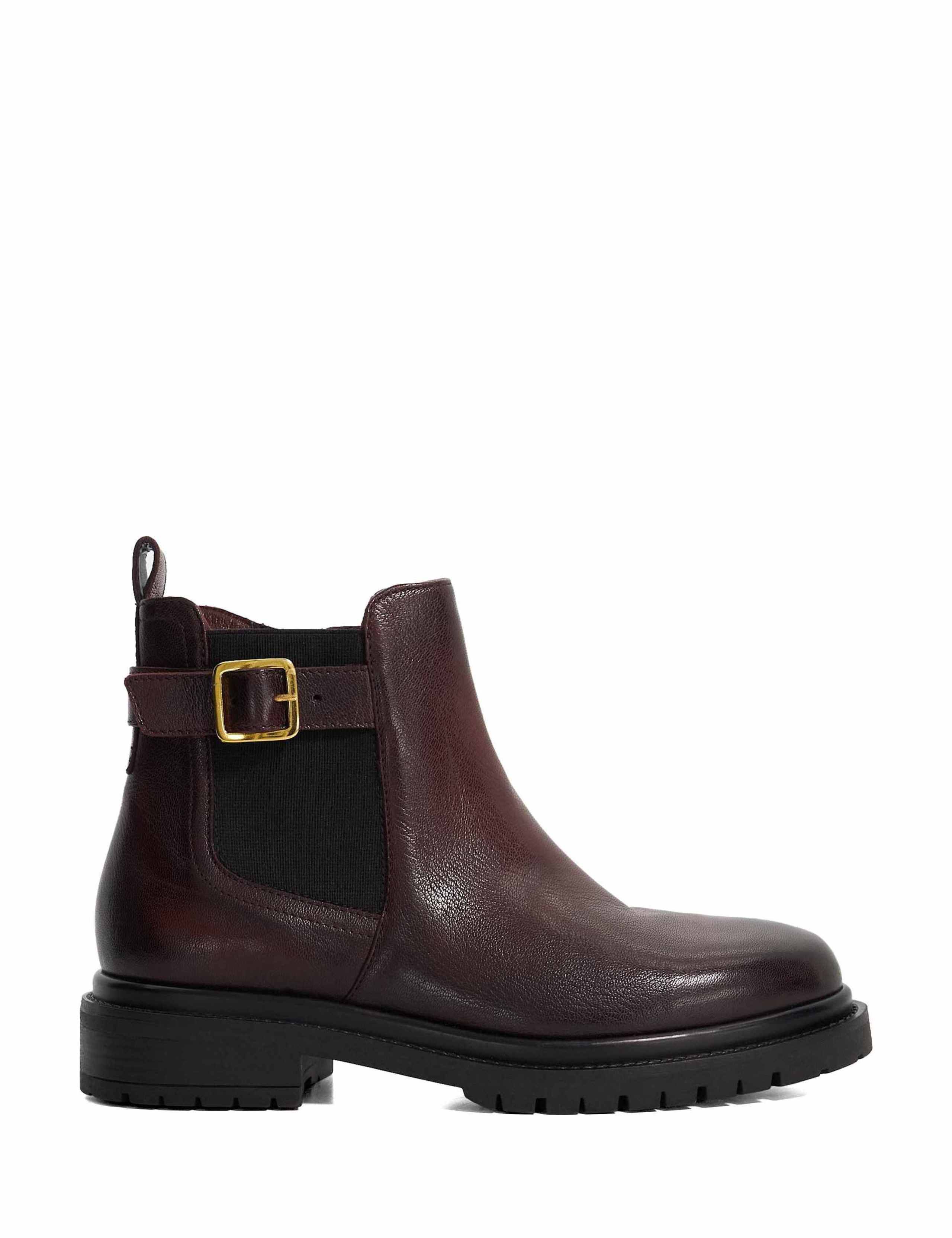 Leather Buckle Chunky Sole Chelsea Boots