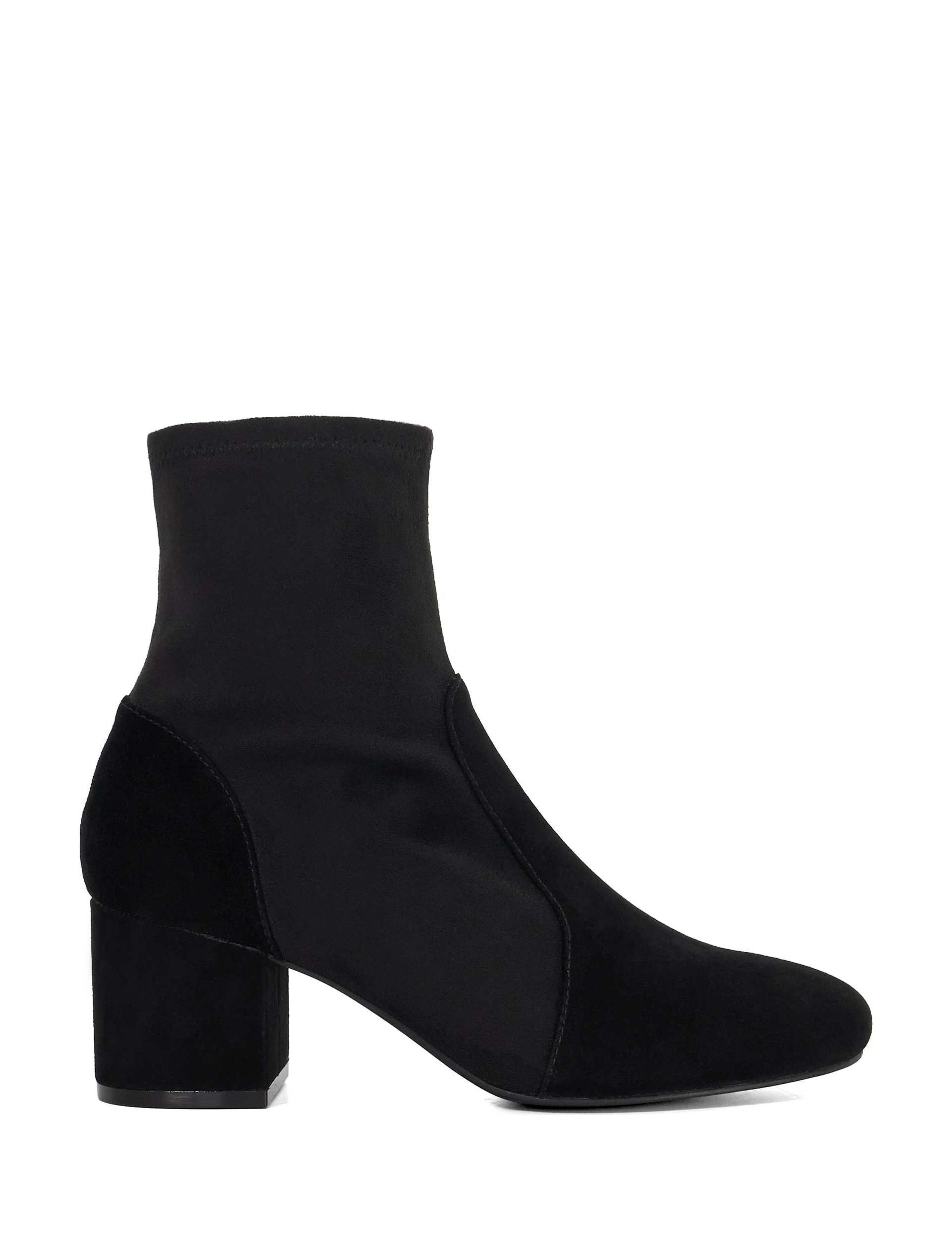 Leather Block Heel Sock Boots