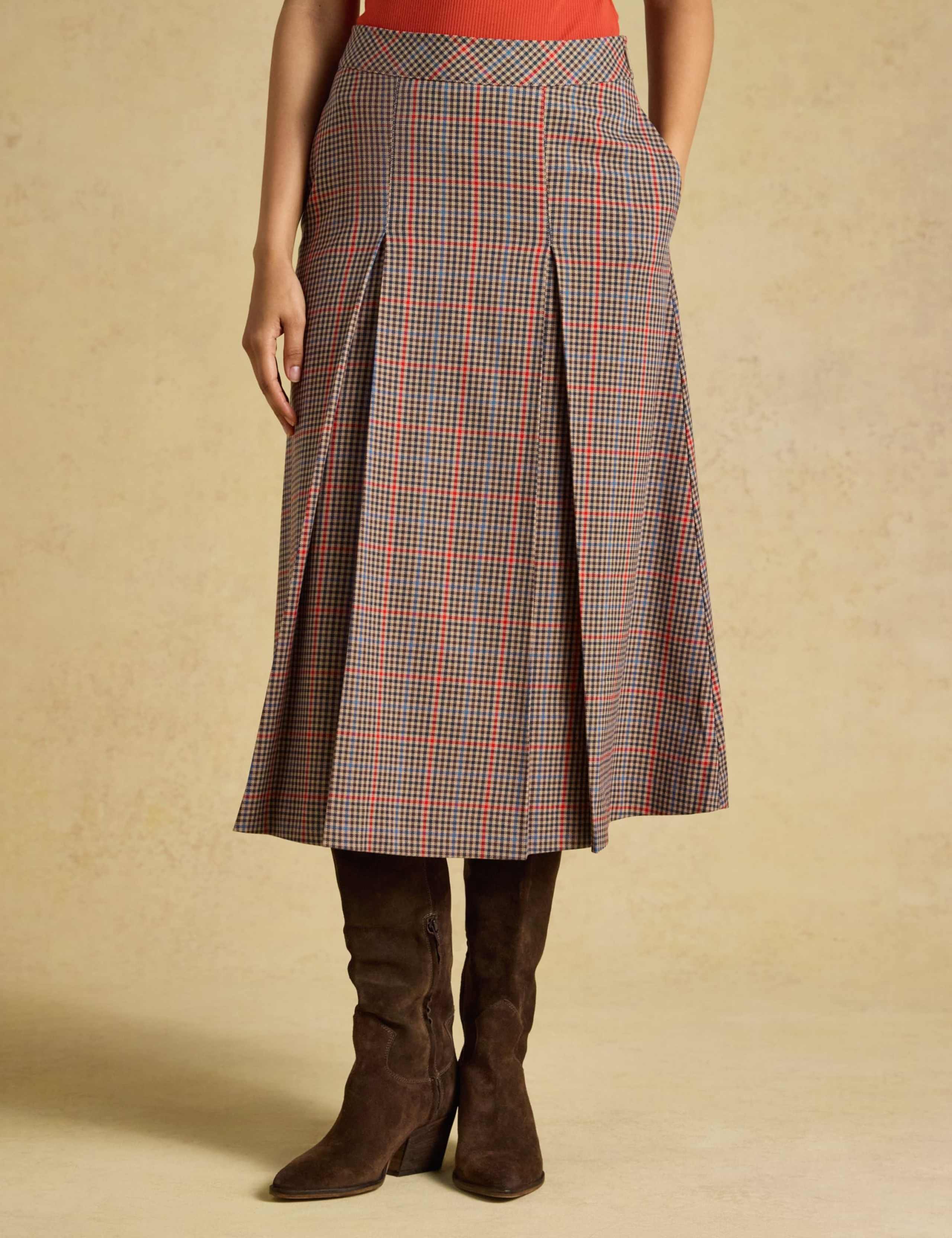 Checked Pleated A Line Skirt