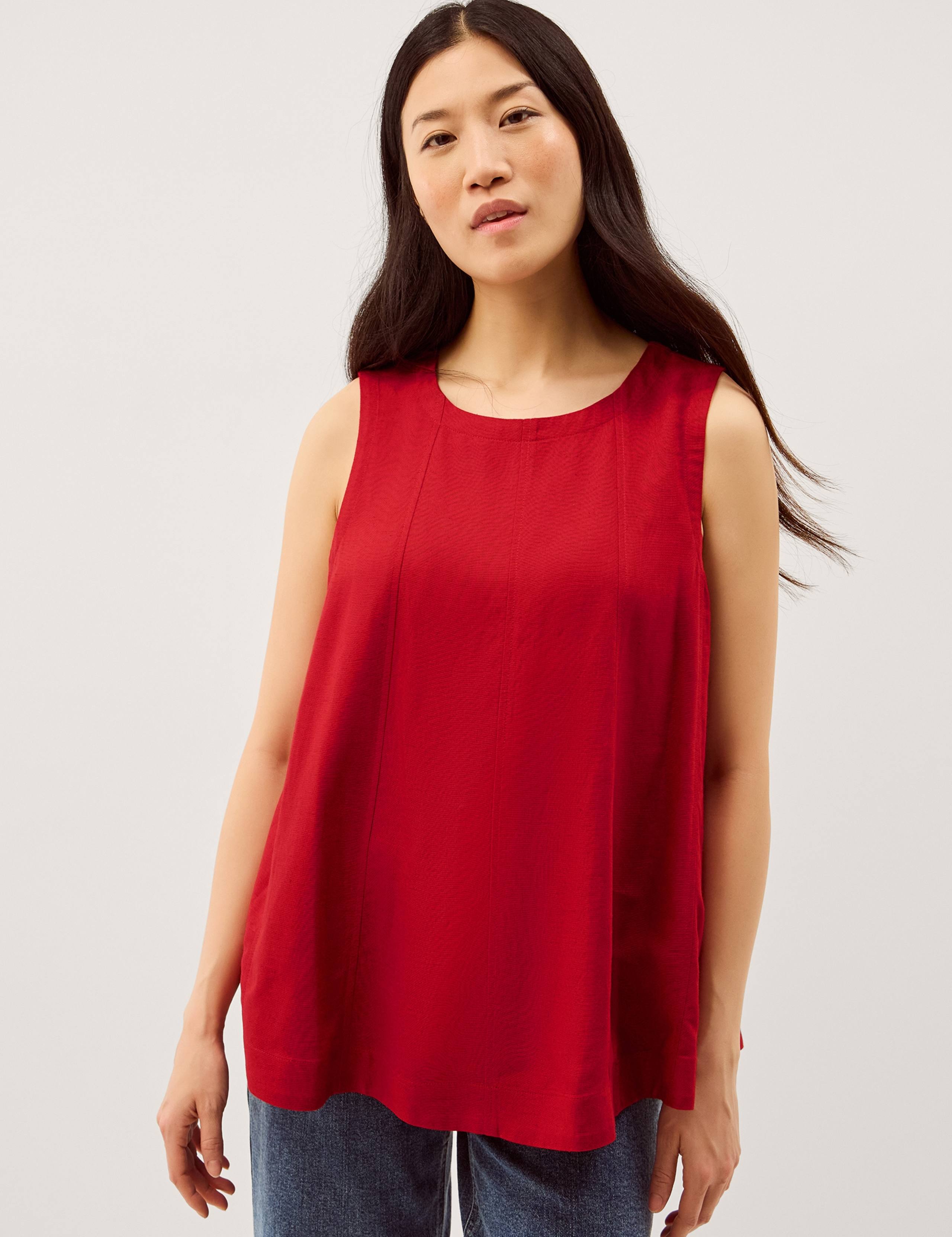 Round Neck Vest Top with Linen