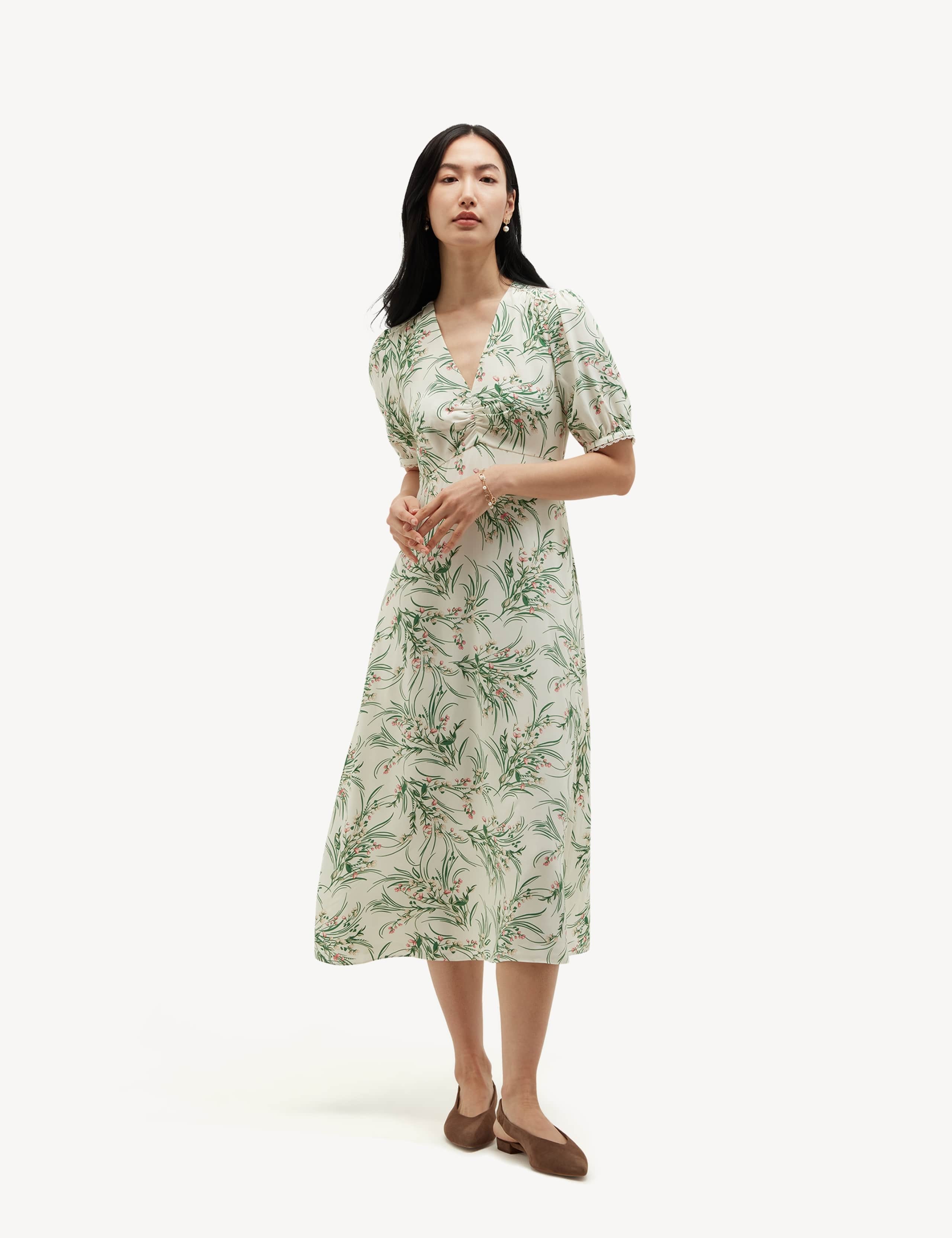 Floral V-Neck Skater Tea Dress