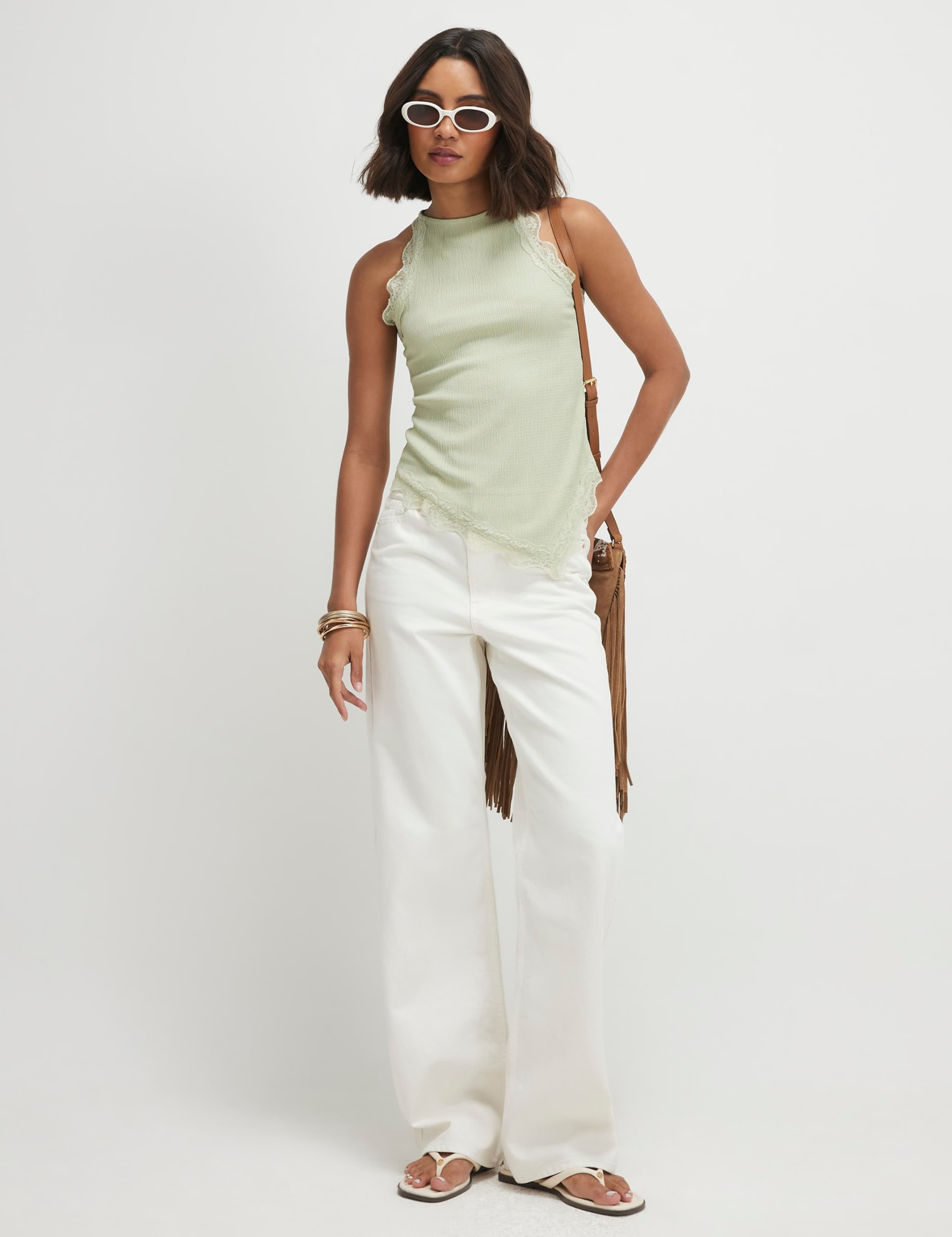 Pure Cotton Textured Halter Neck Vest