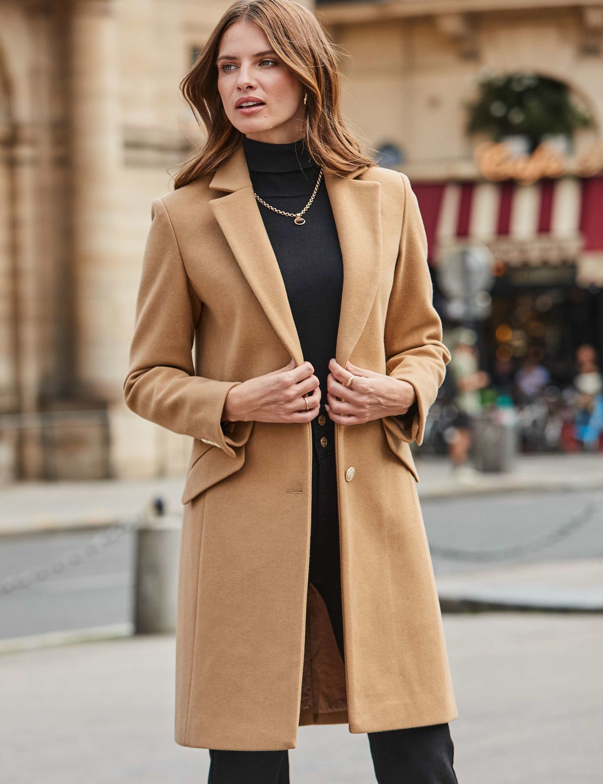 Single Breasted Crest Button Tailored Coat