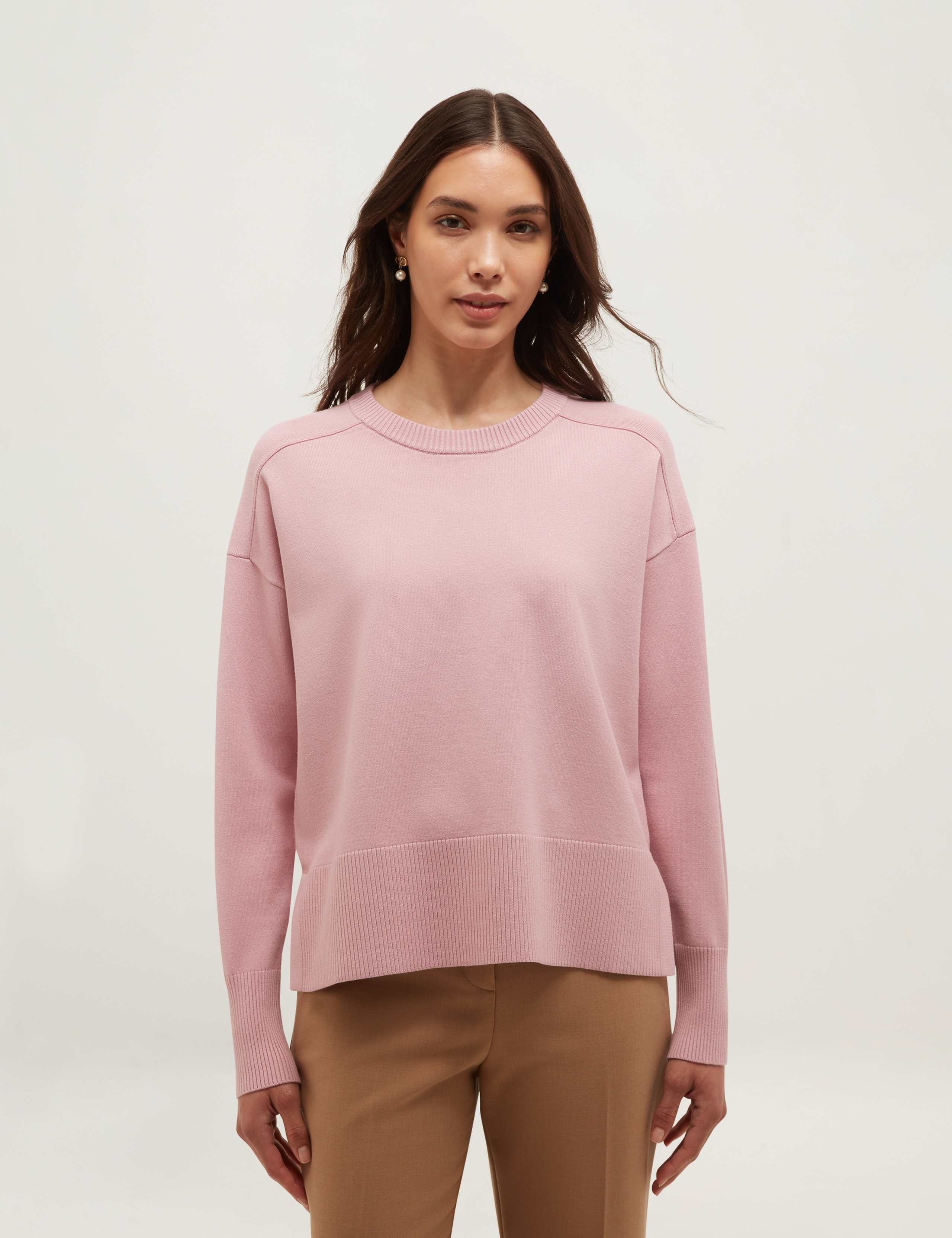 Crew Neck Split Hem Jumper