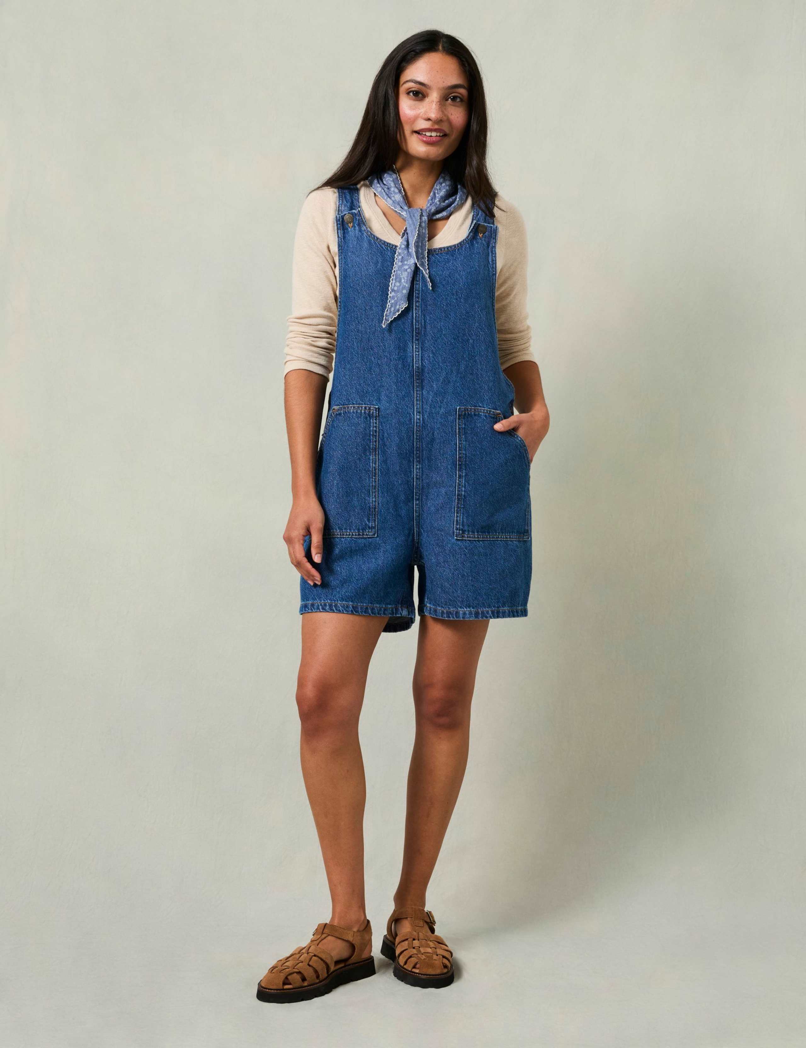 Pure Cotton Denim Short Dungarees