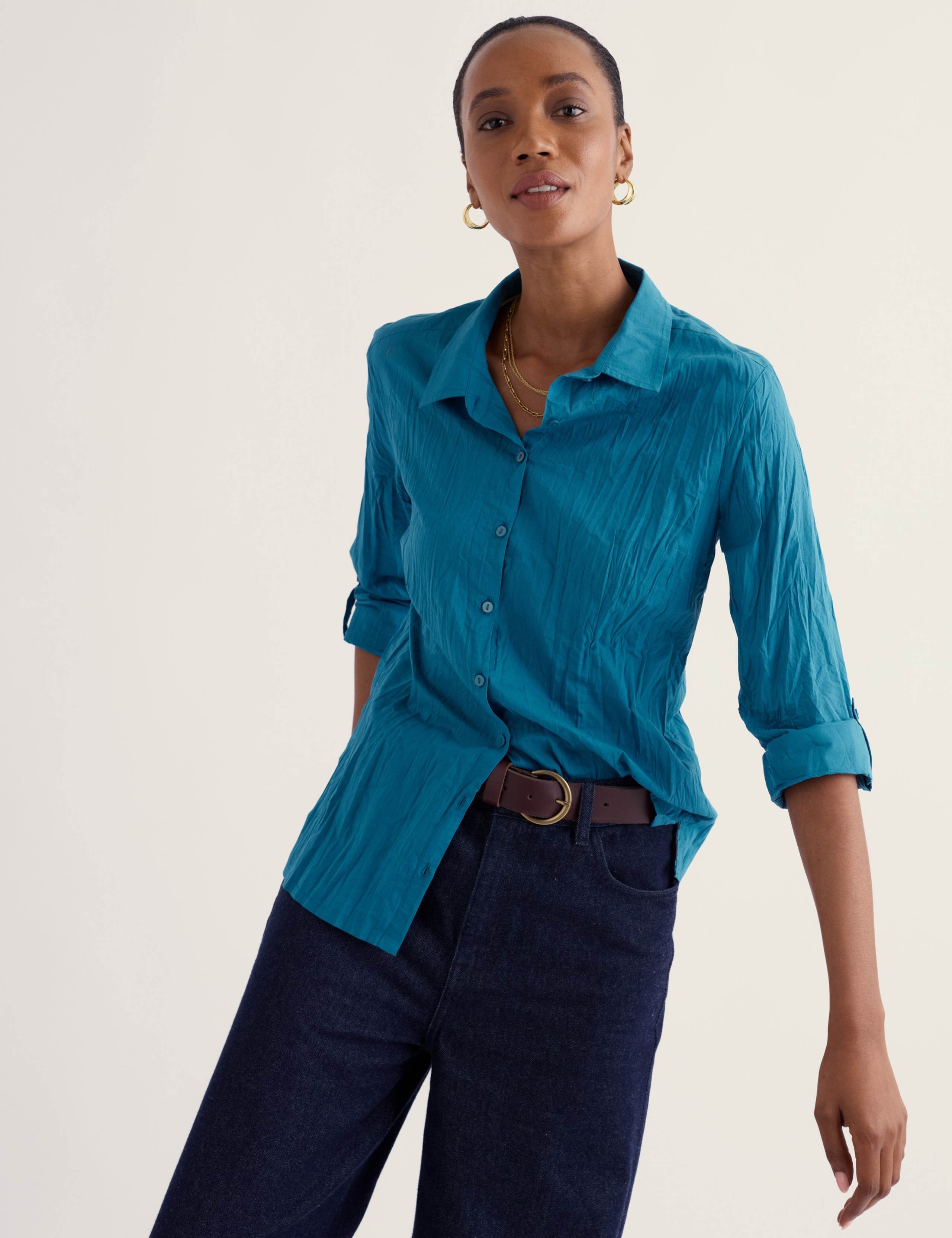 Cotton Collared Straight Fit Shirt