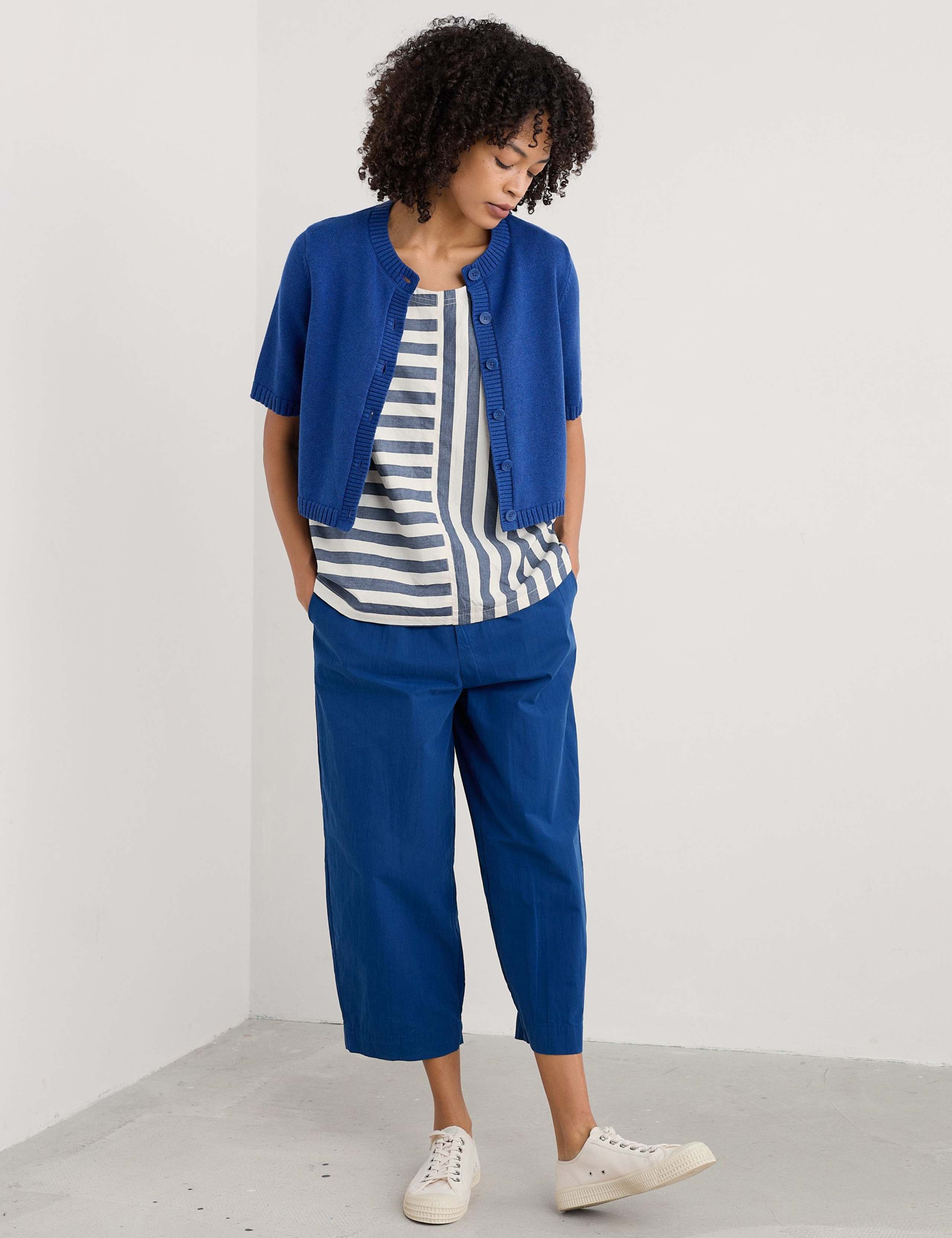 Pure Cotton Crew Neck Cardigan
