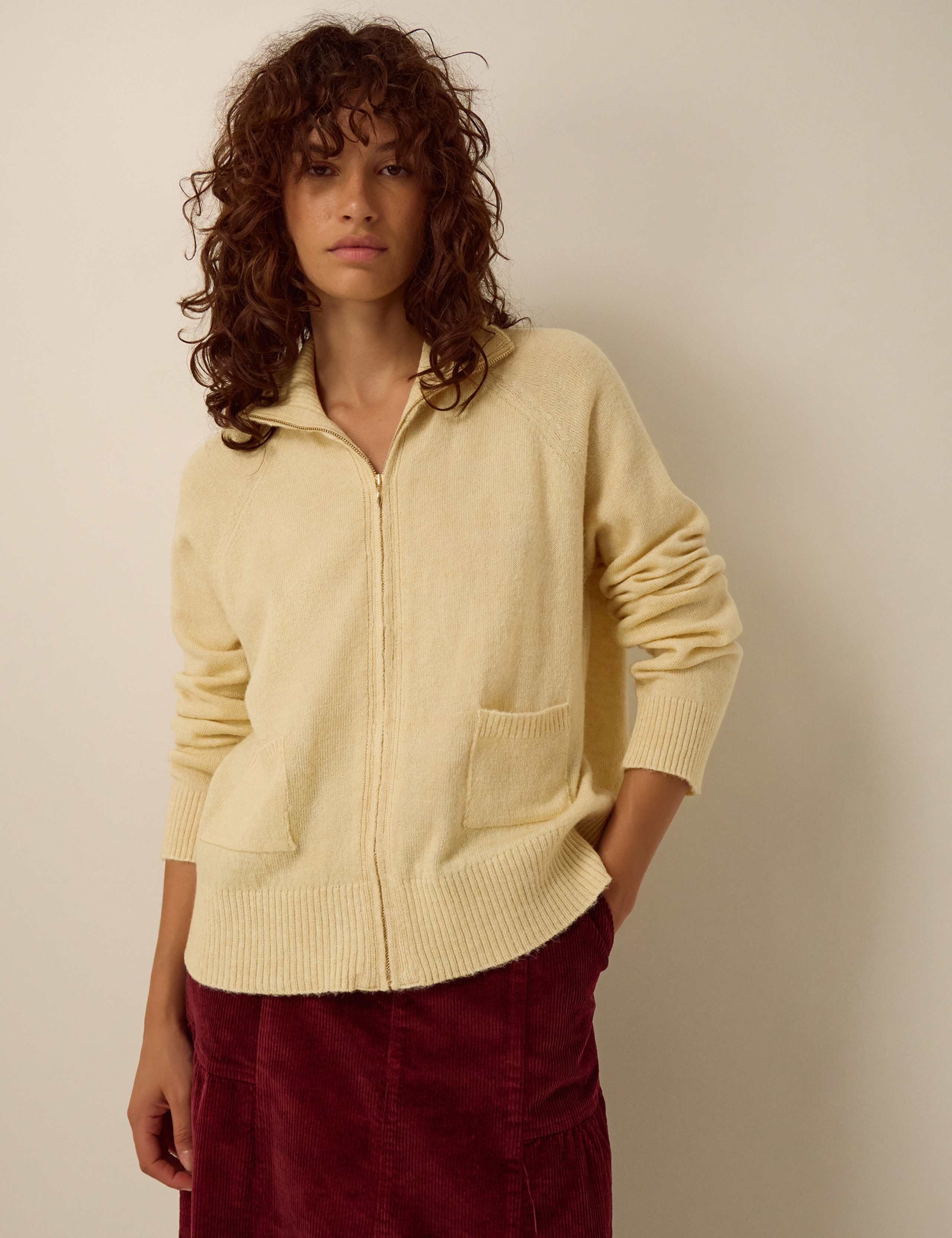 Funnel Neck Zip Cardigan