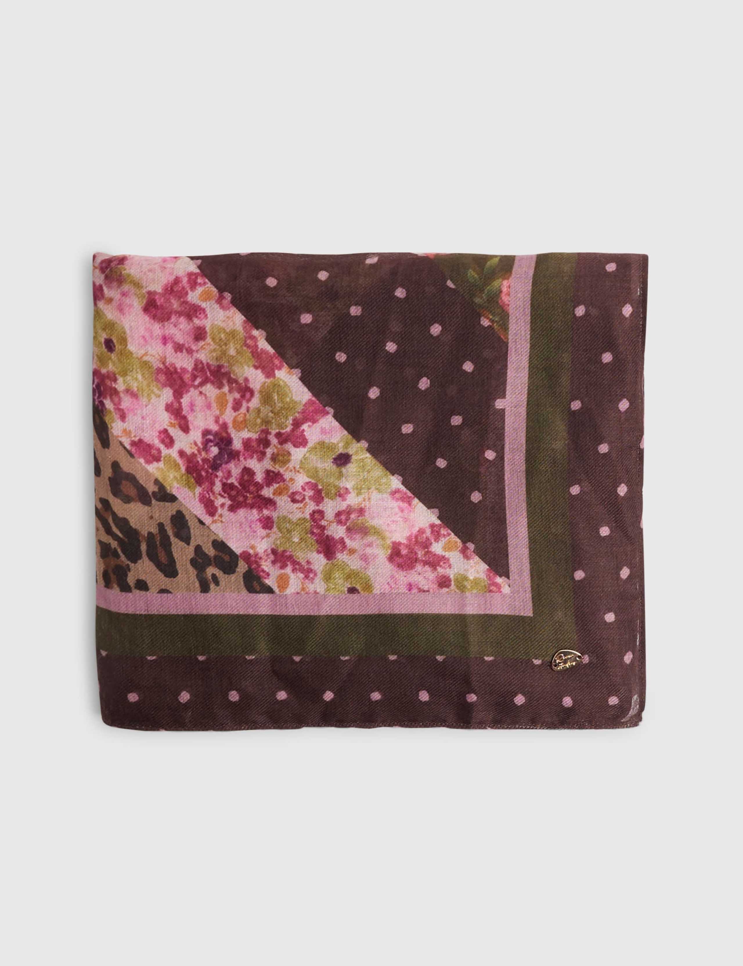 Floral Leopard Print Large Scarf