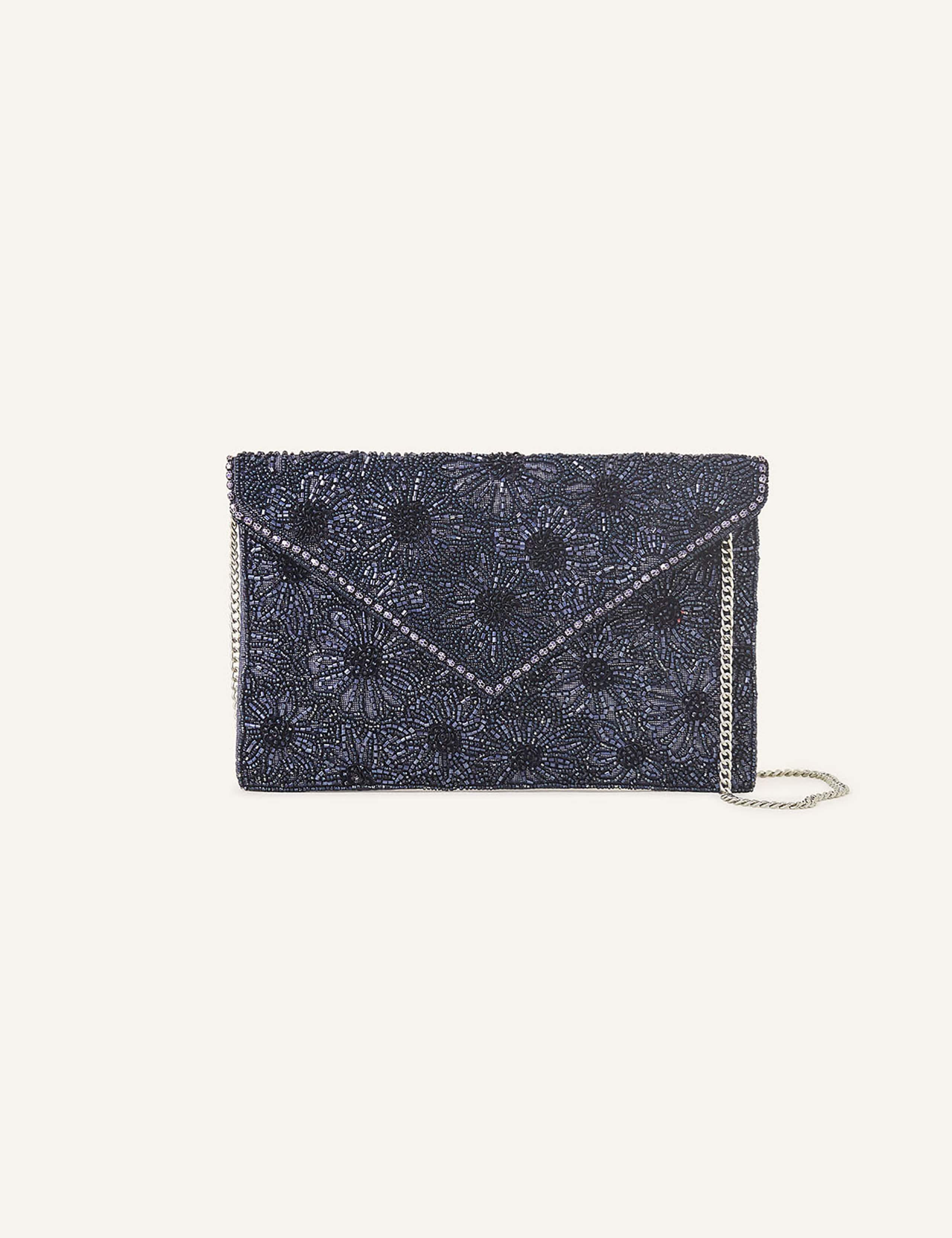 Beaded Chain Strap Clutch Bag