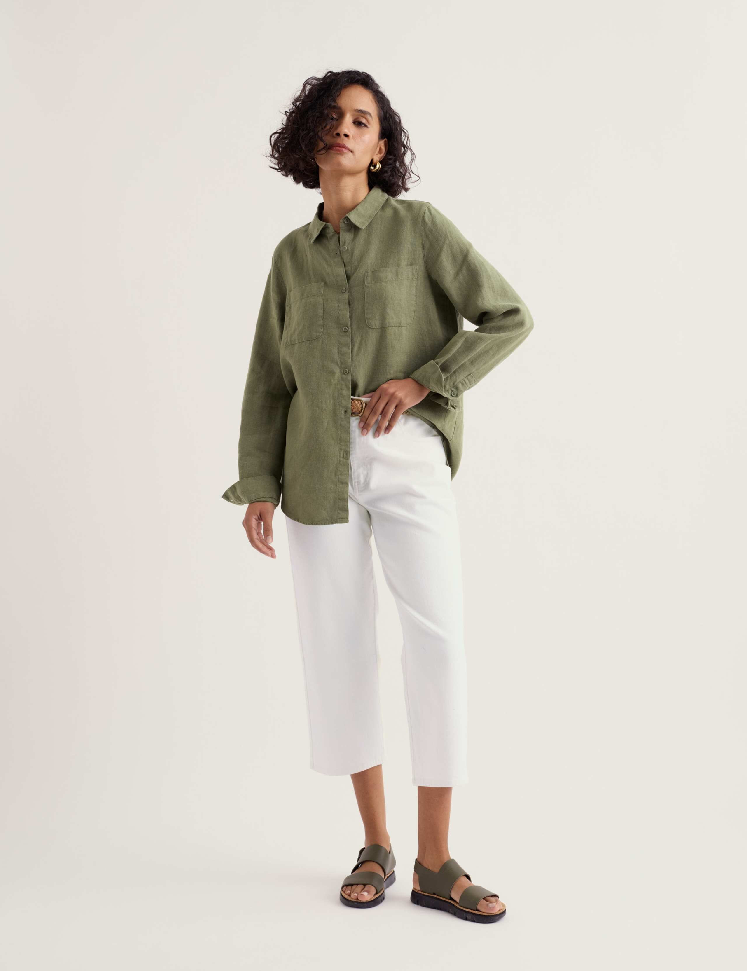 Pure Linen Collared Relaxed Shirt