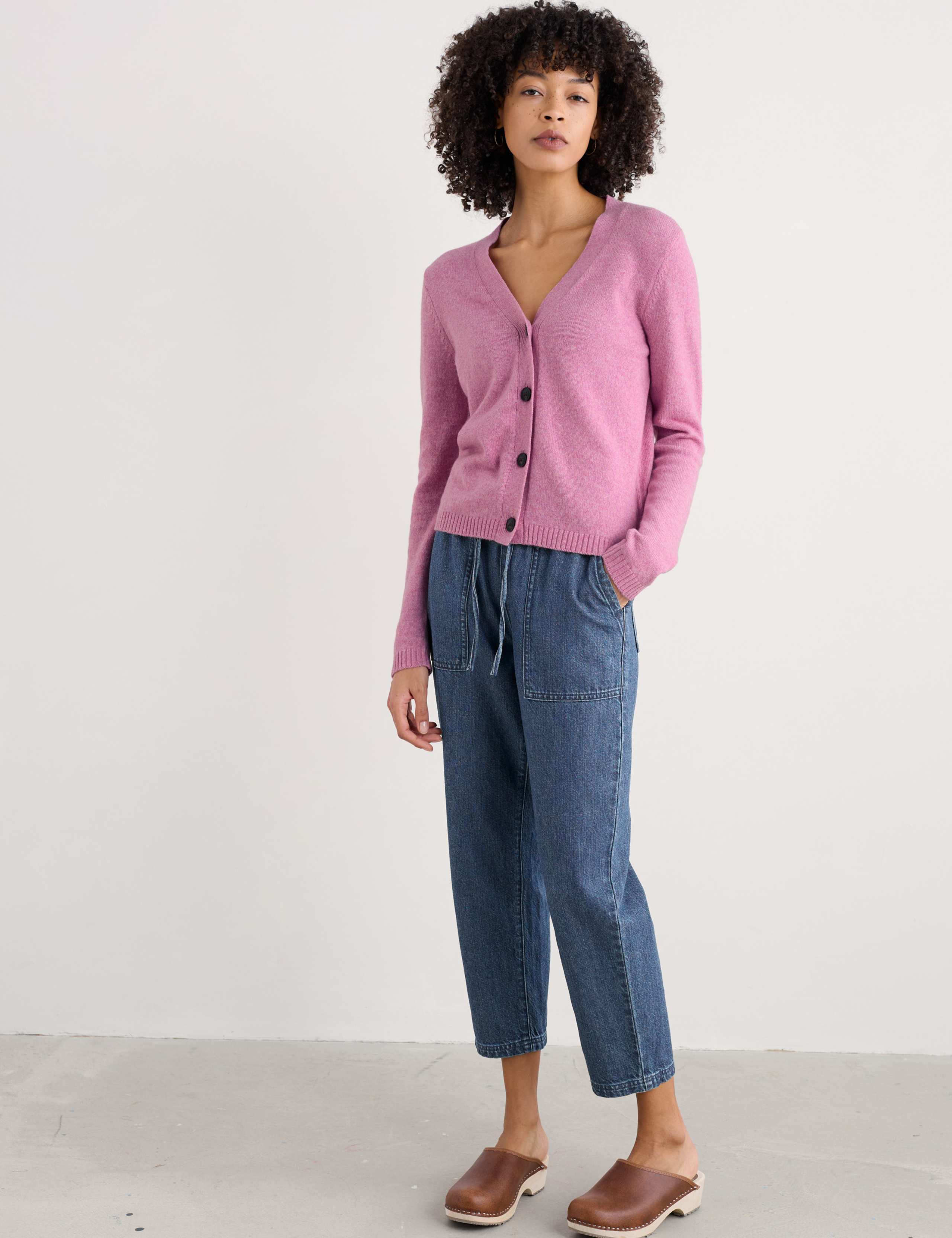 Cotton Blend Cardigan with Merino Wool