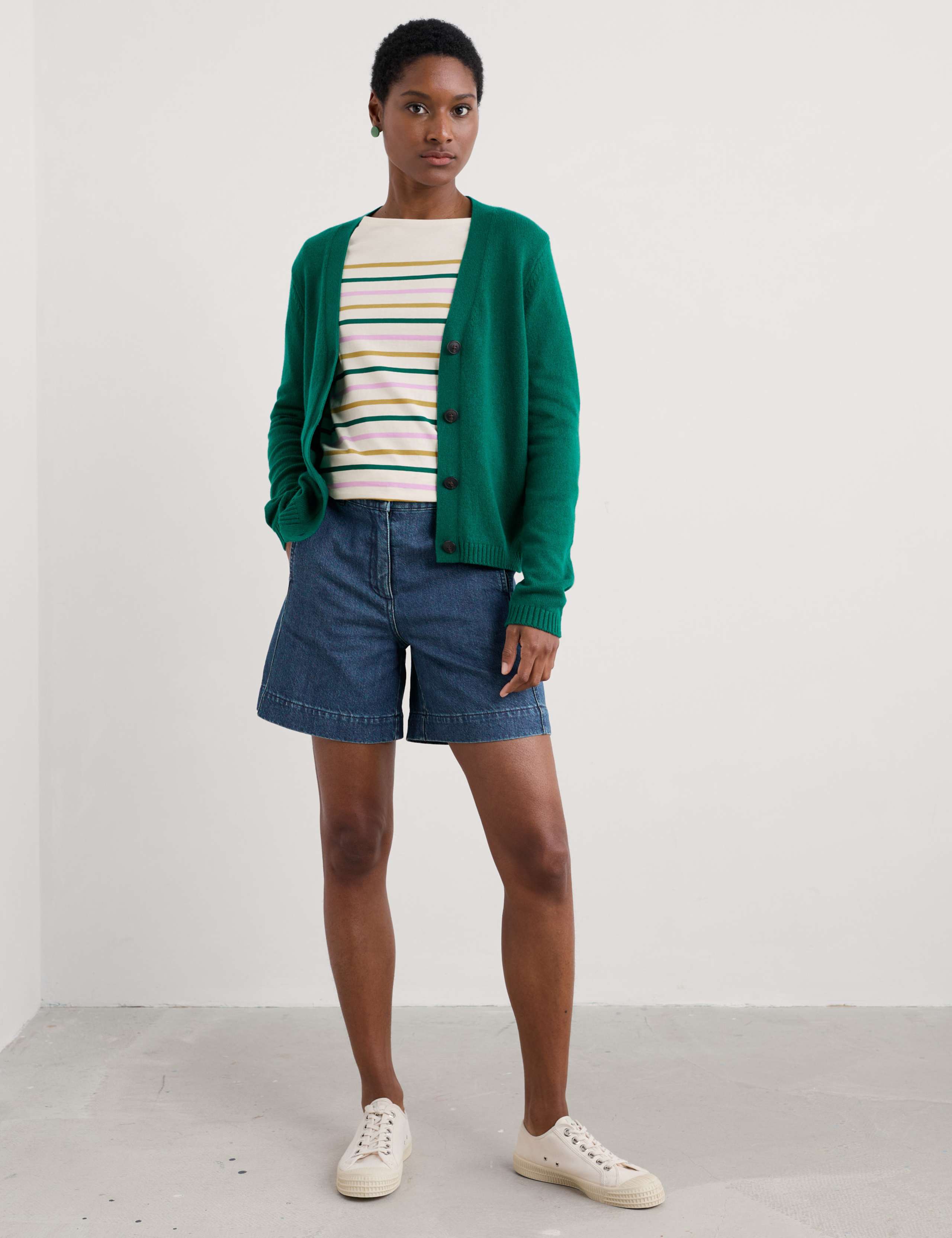 Cotton Blend Cardigan with Merino Wool