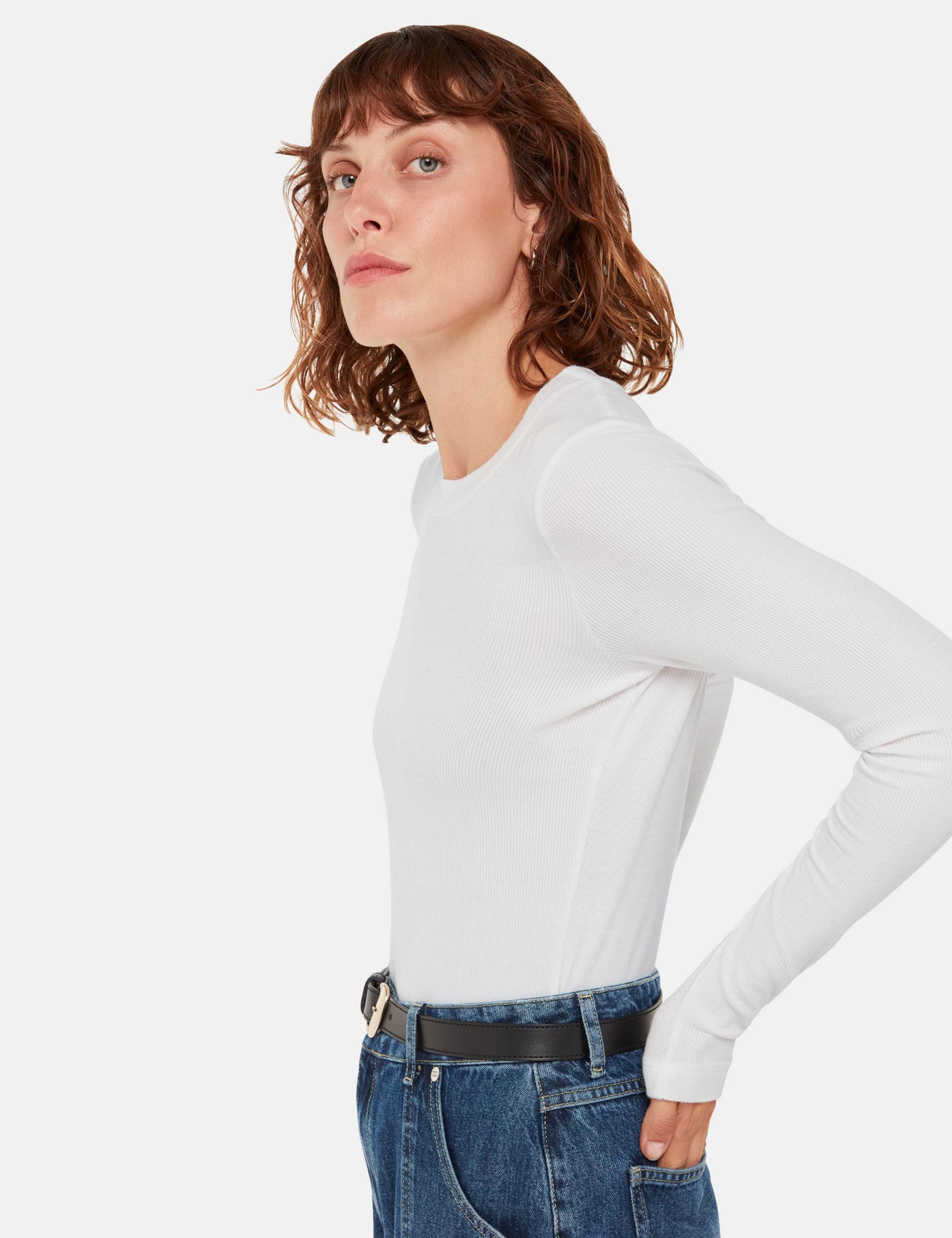 Ribbed Crew Neck Top