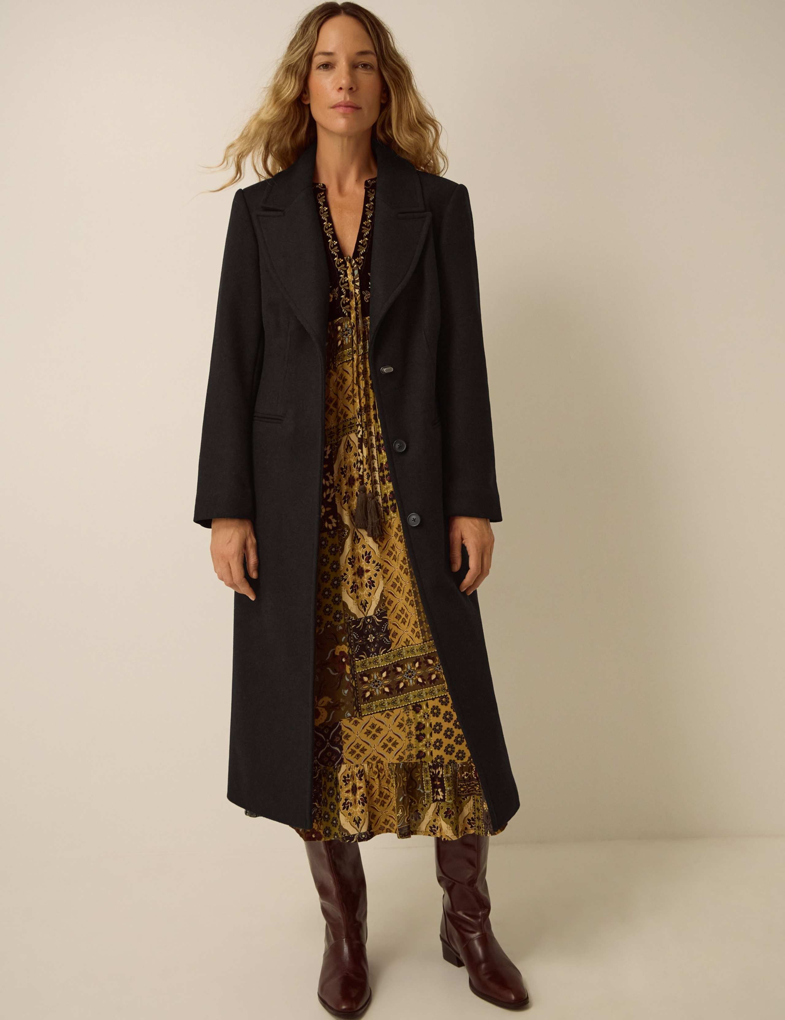 Wool Blend Collared Coat