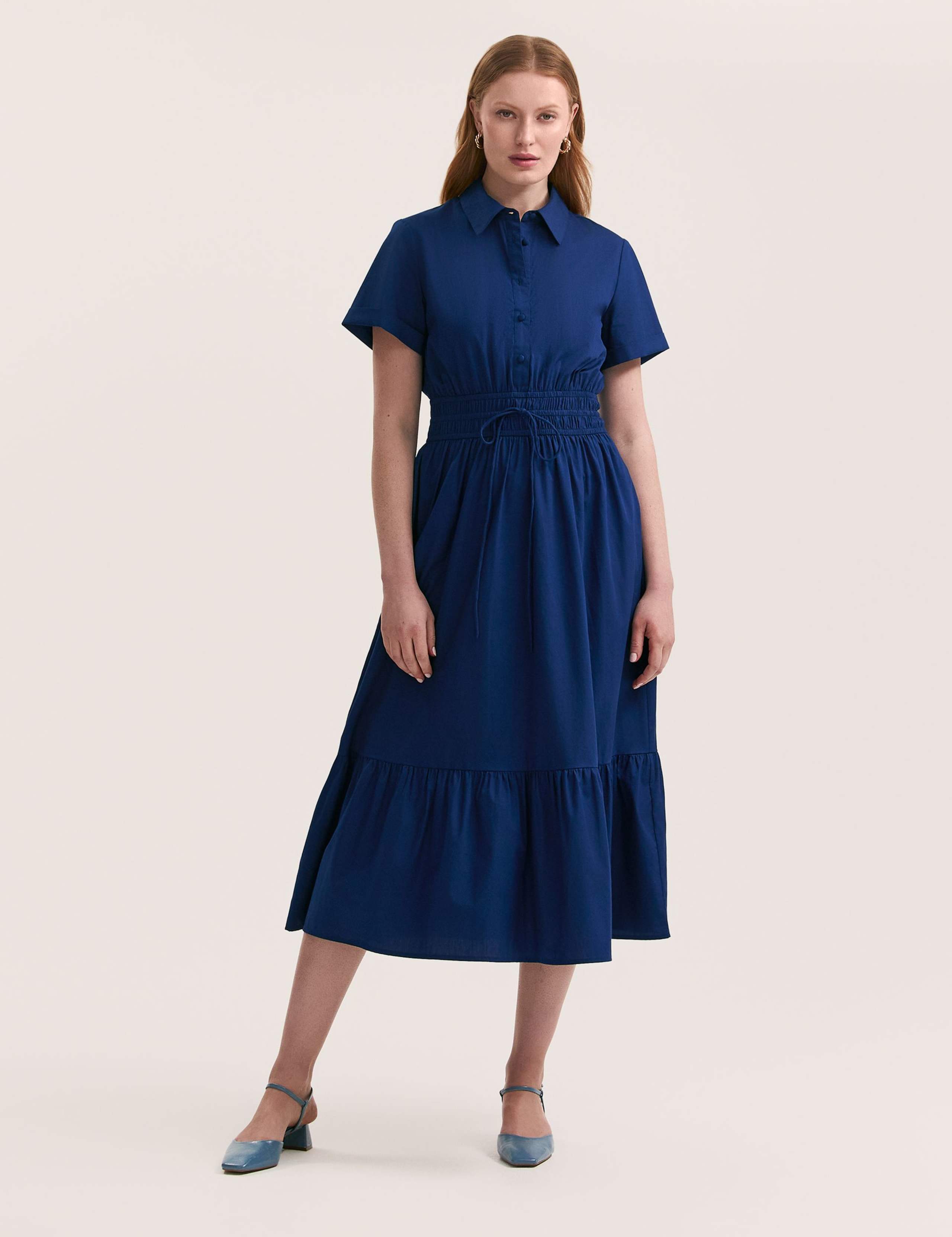Pure Cotton Midi Shirt Dress