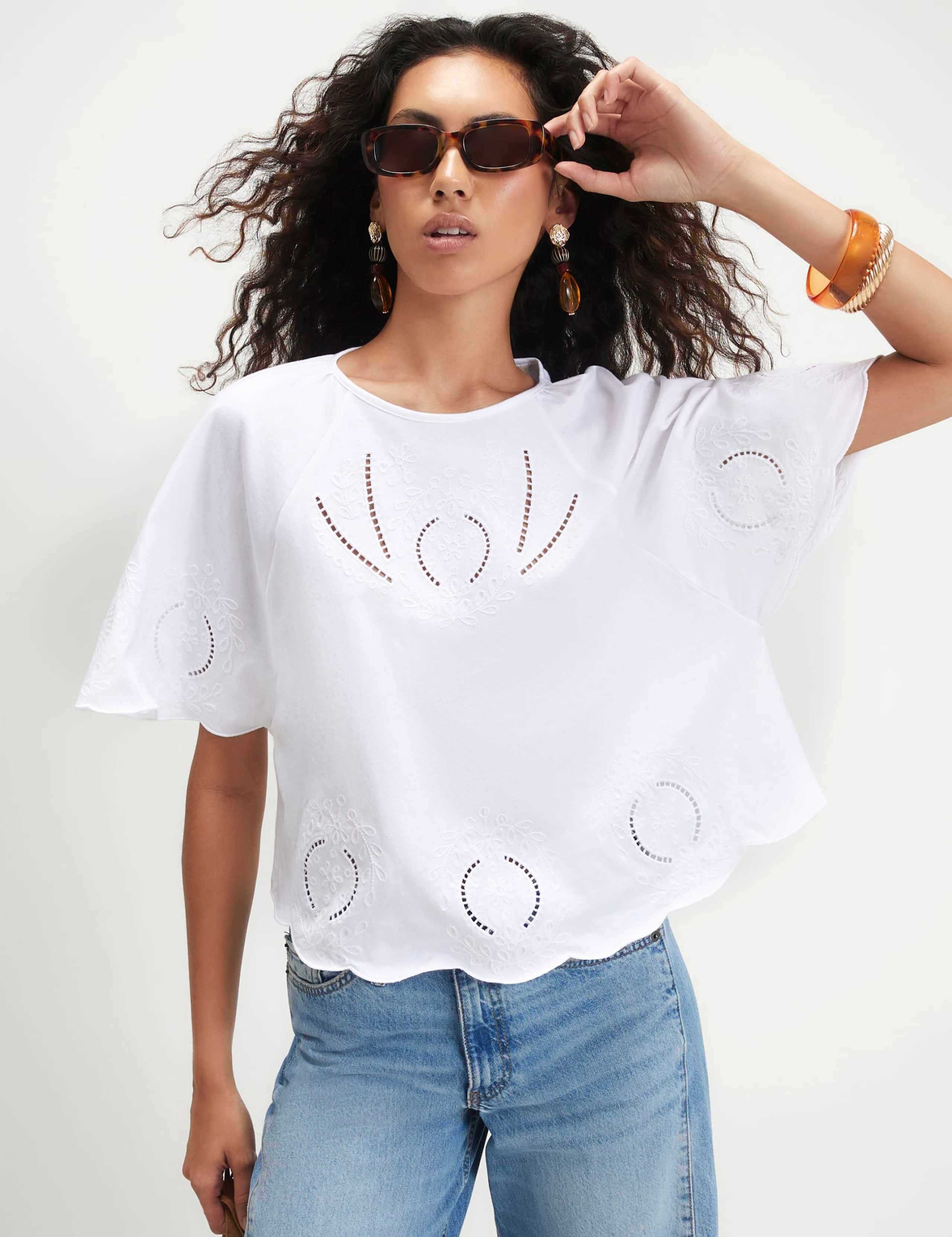 Embroidered Angel Sleeve T-Shirt