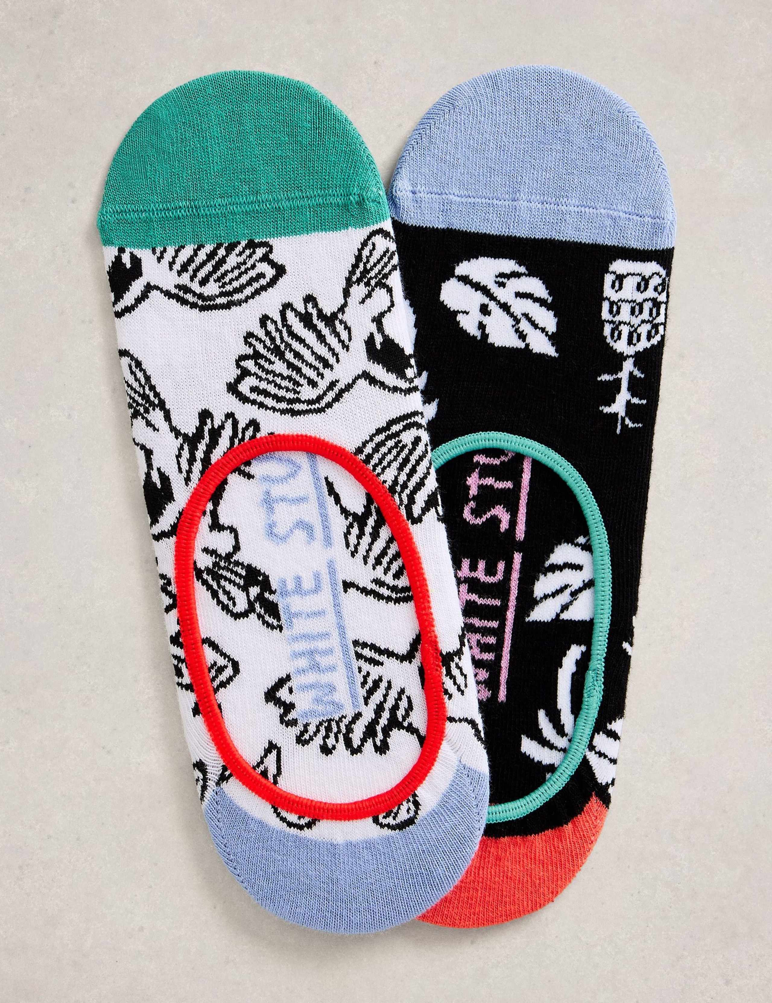 2 Pack Cotton Rich Patterned Trainer Socks