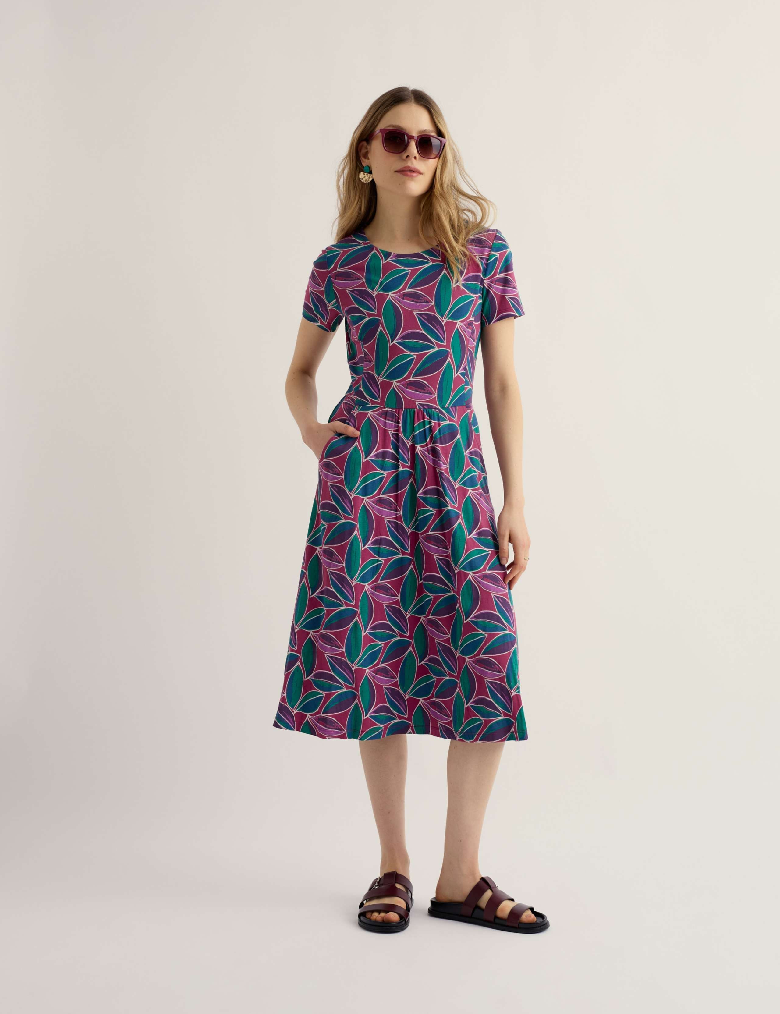 Cotton Rich Jersey Short Sleeve Midi Dress