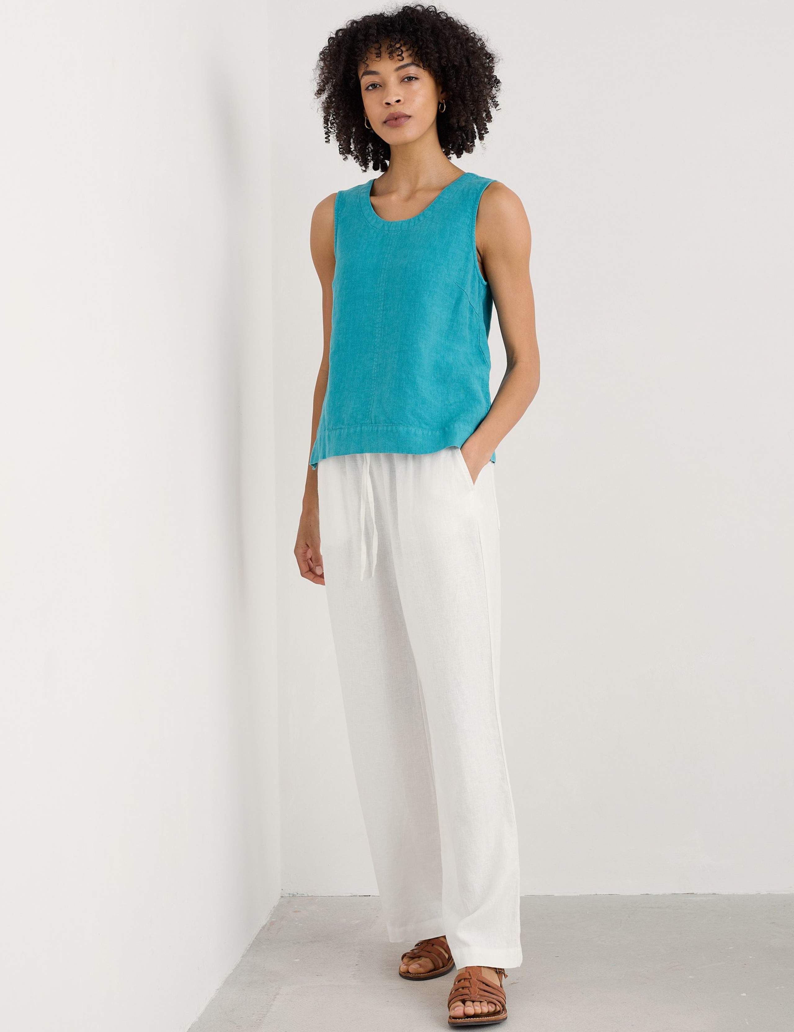 Pure Linen Round Neck Vest