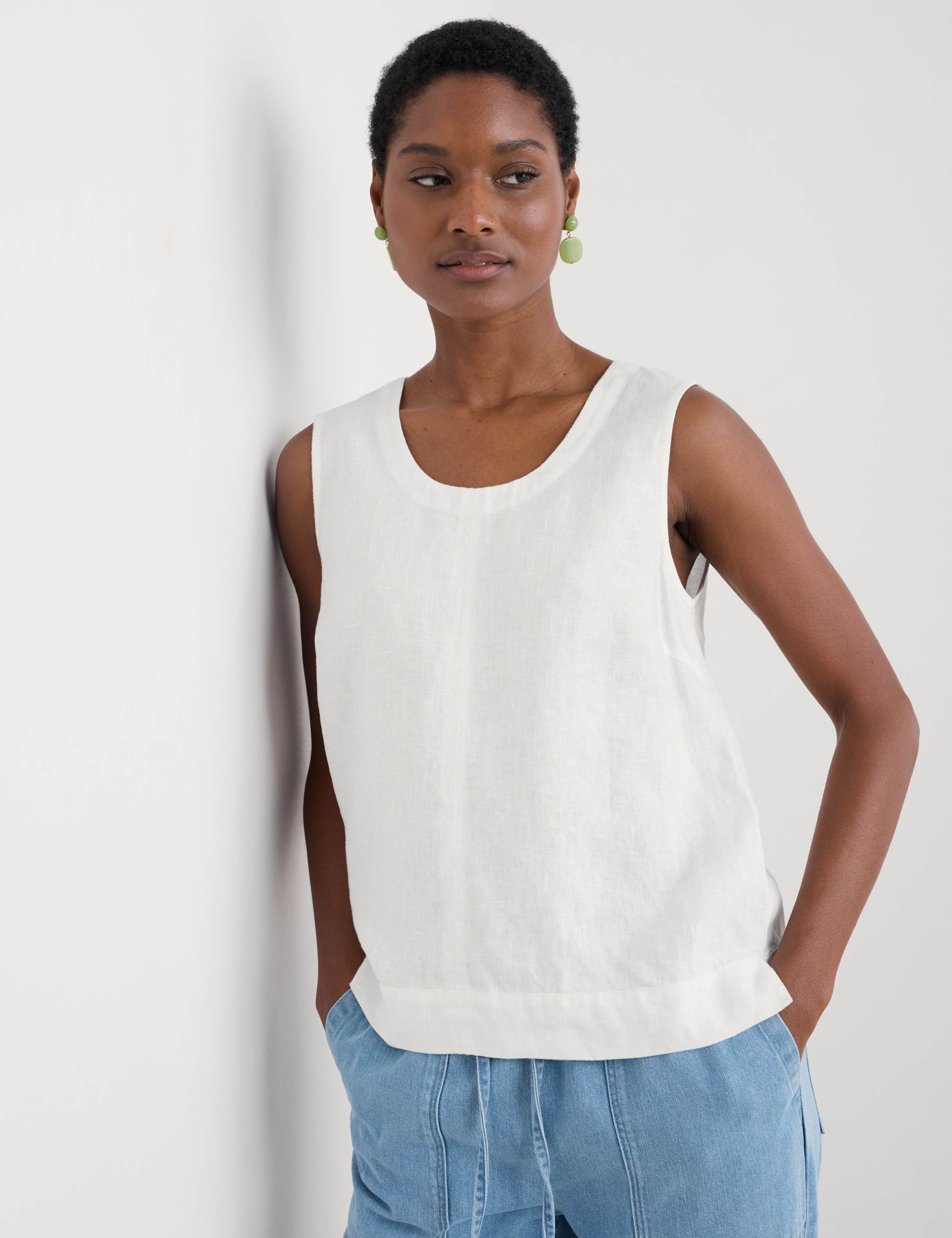 Pure Linen Round Neck Vest