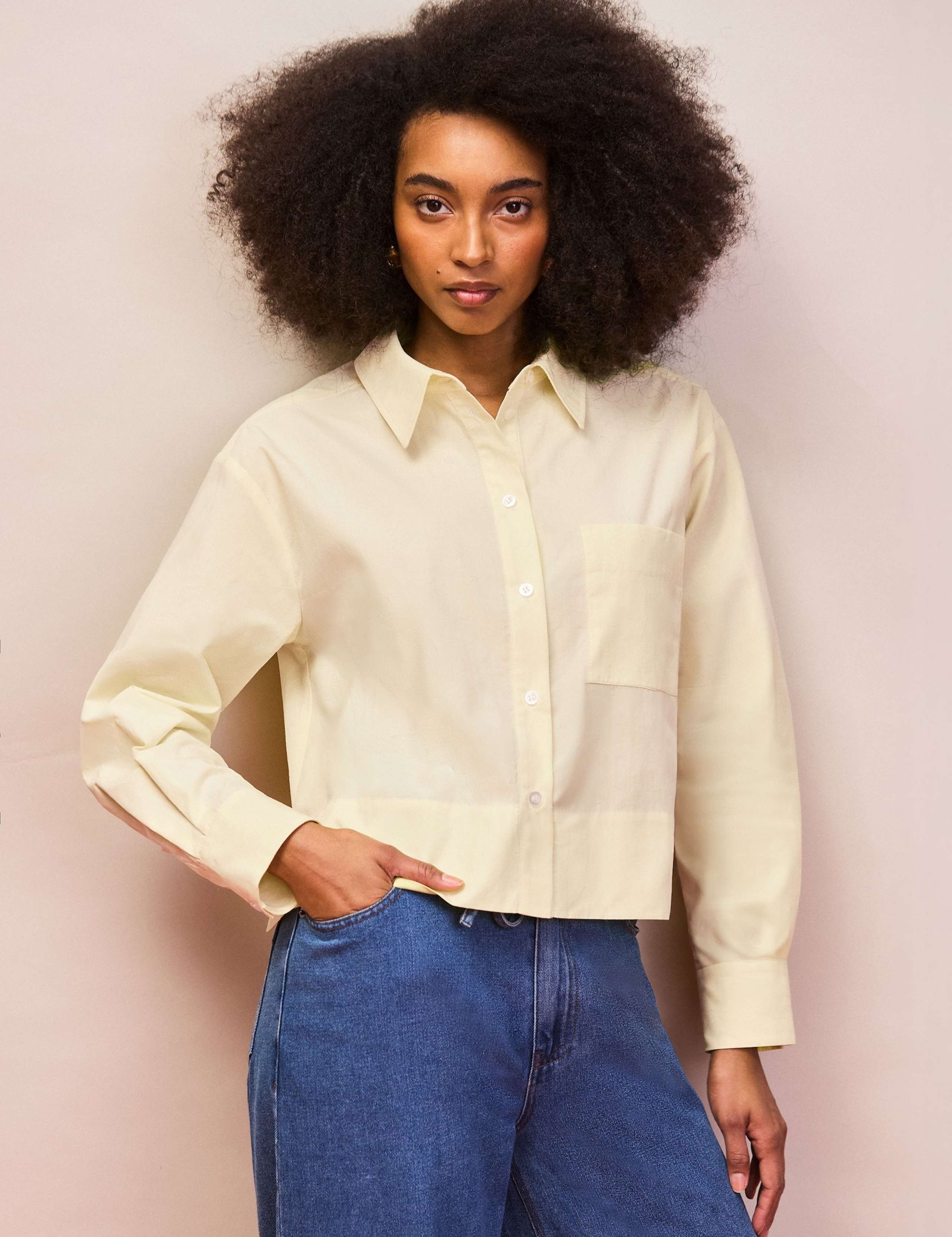 Pure Cotton Poplin Relaxed Cropped Shirt