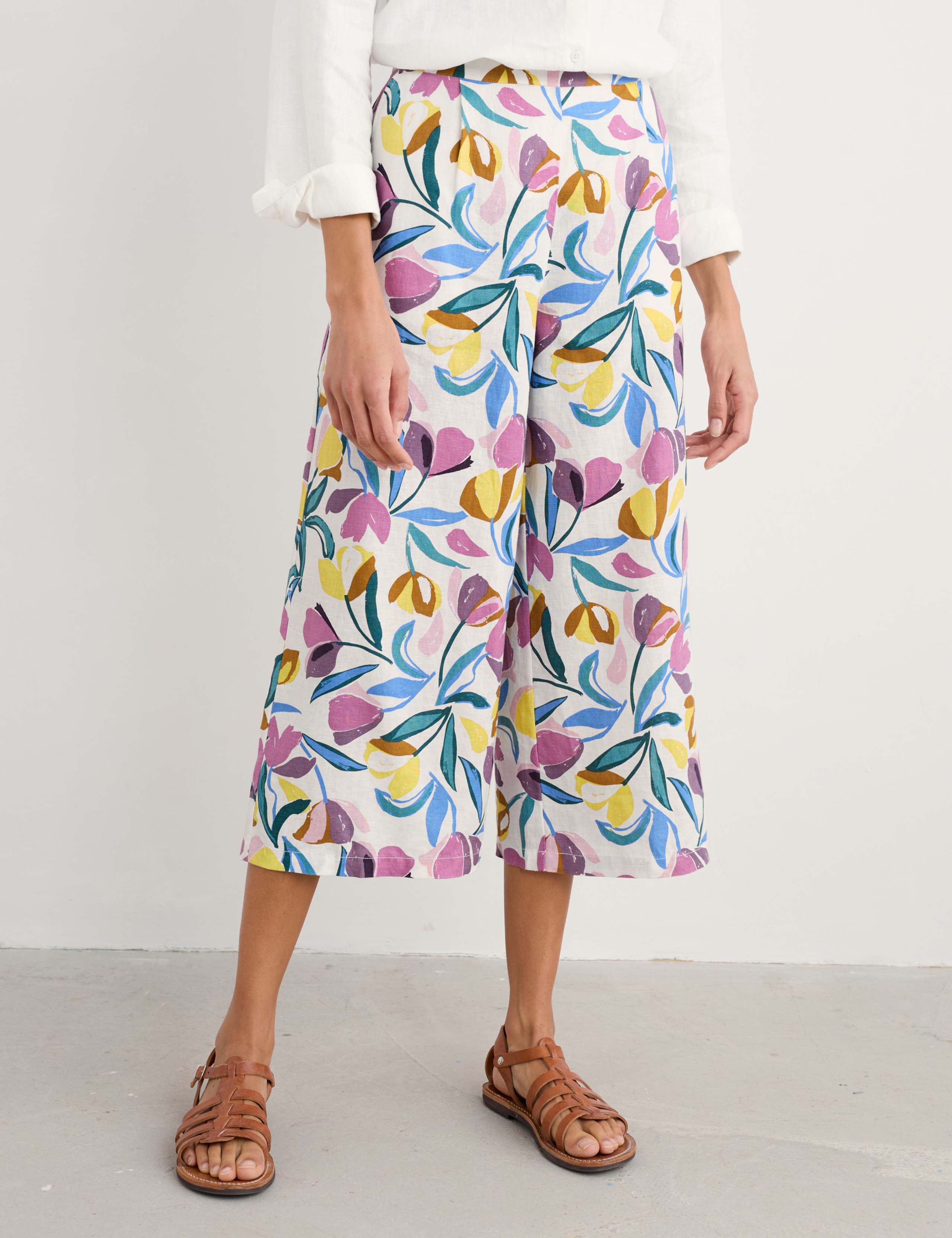 Pure Linen Floral Culottes