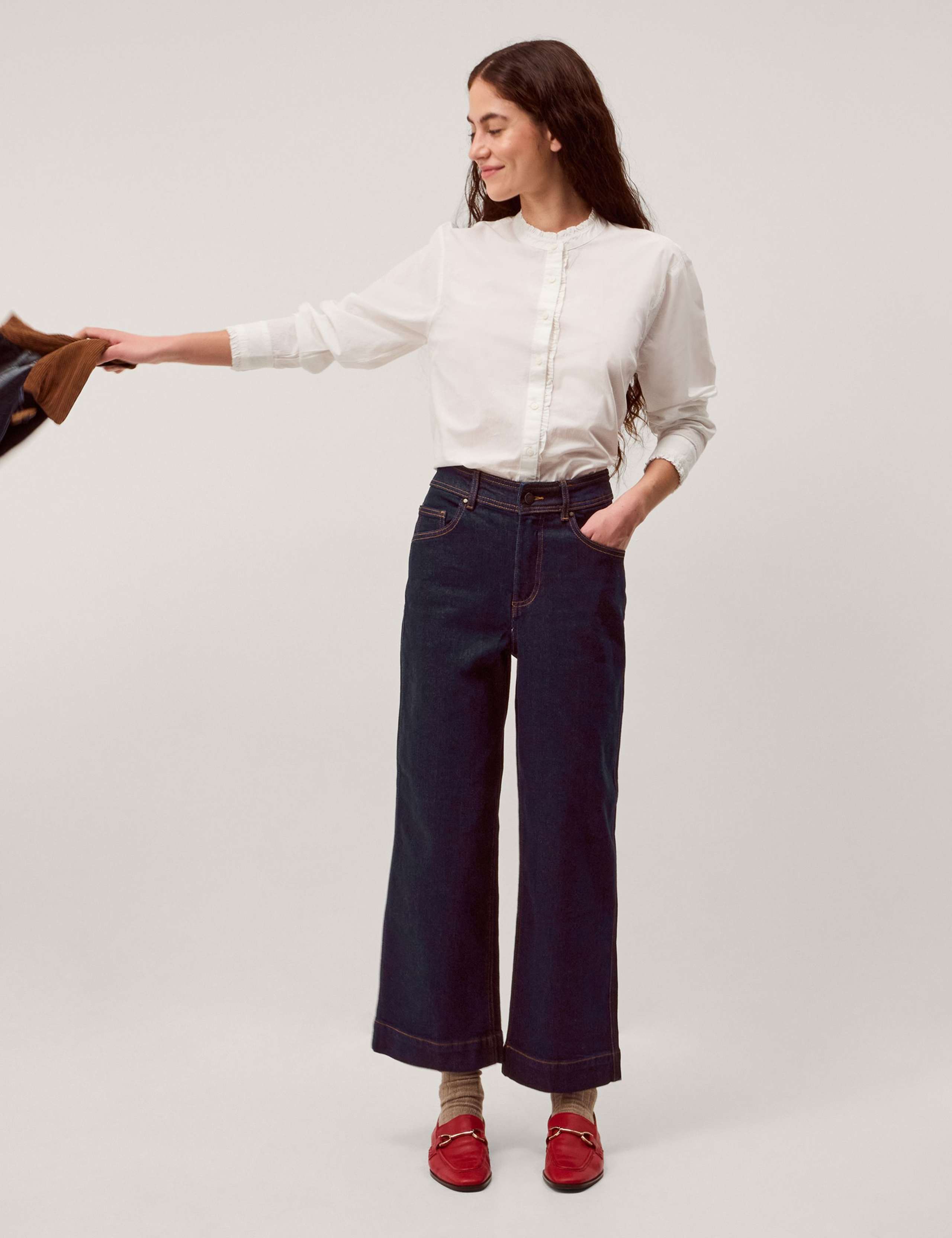 High Waisted Wide Leg Cropped Jeans