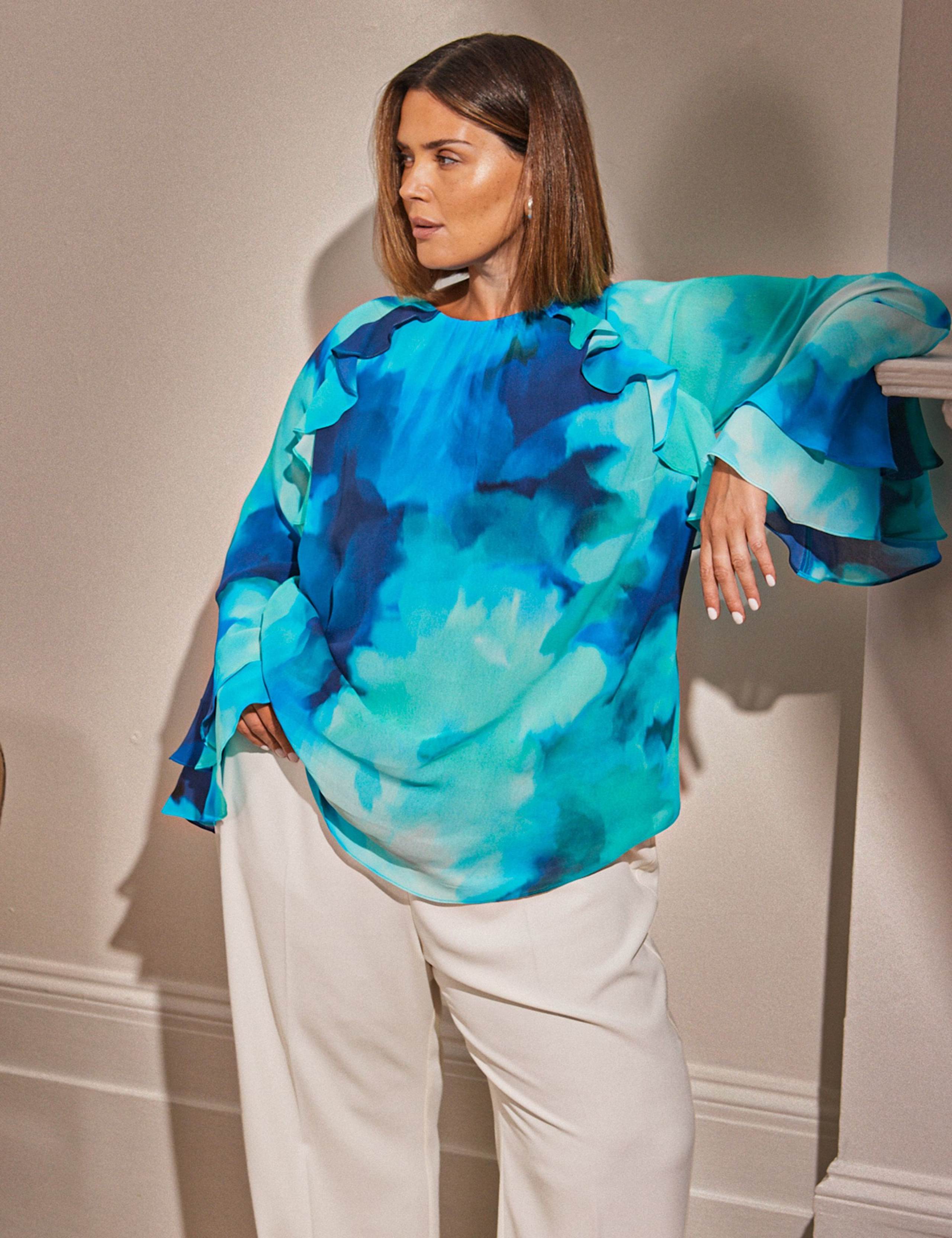 Floral Frill Sleeve Blouse