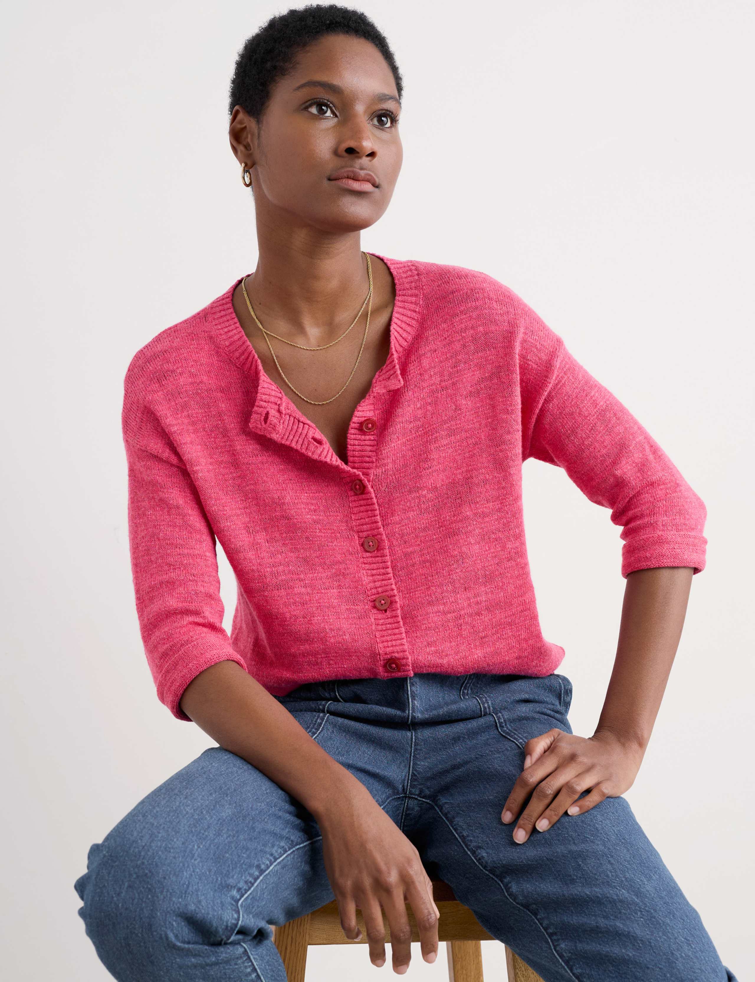 Cotton Rich Cardigan with Linen