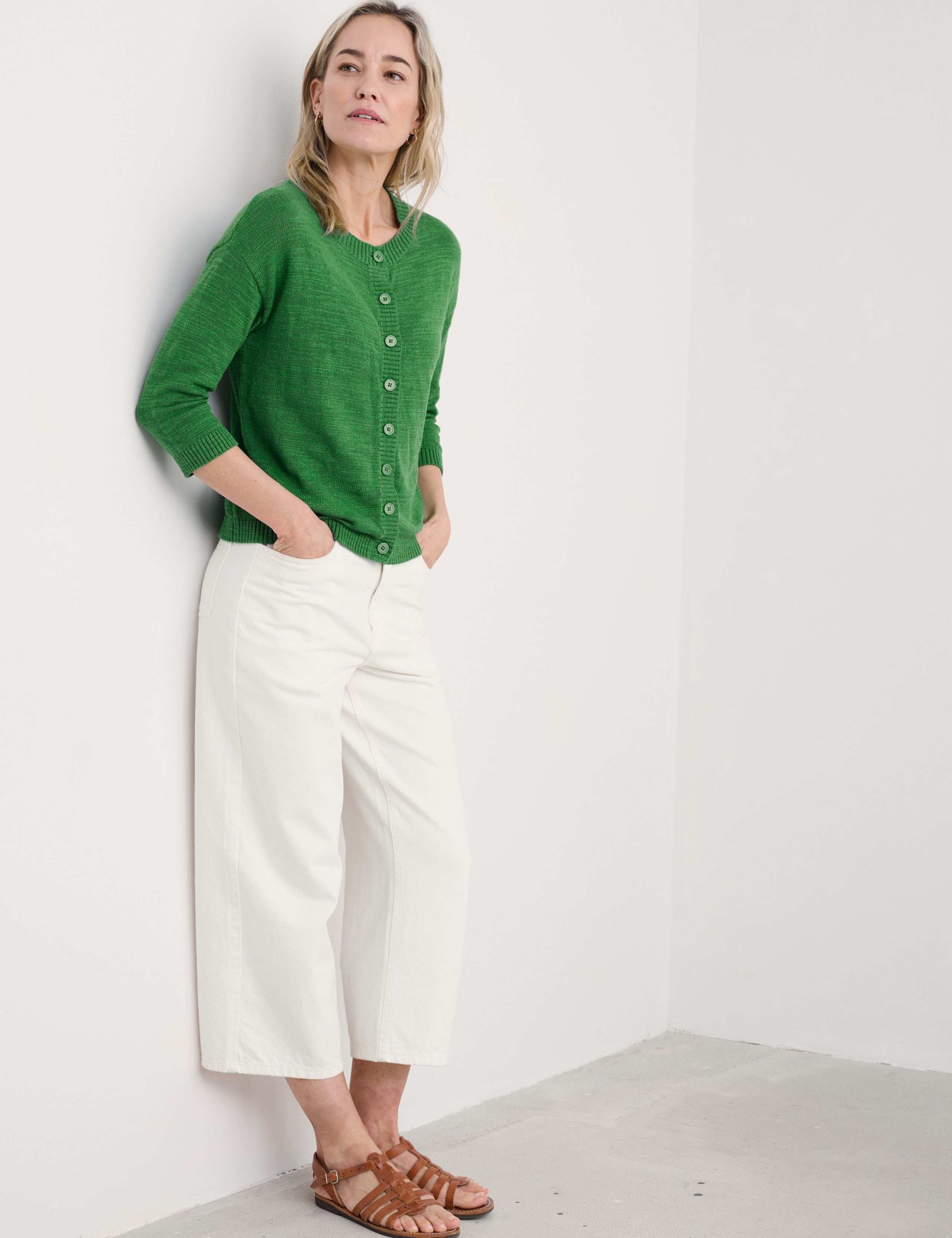 Cotton Rich Cardigan with Linen