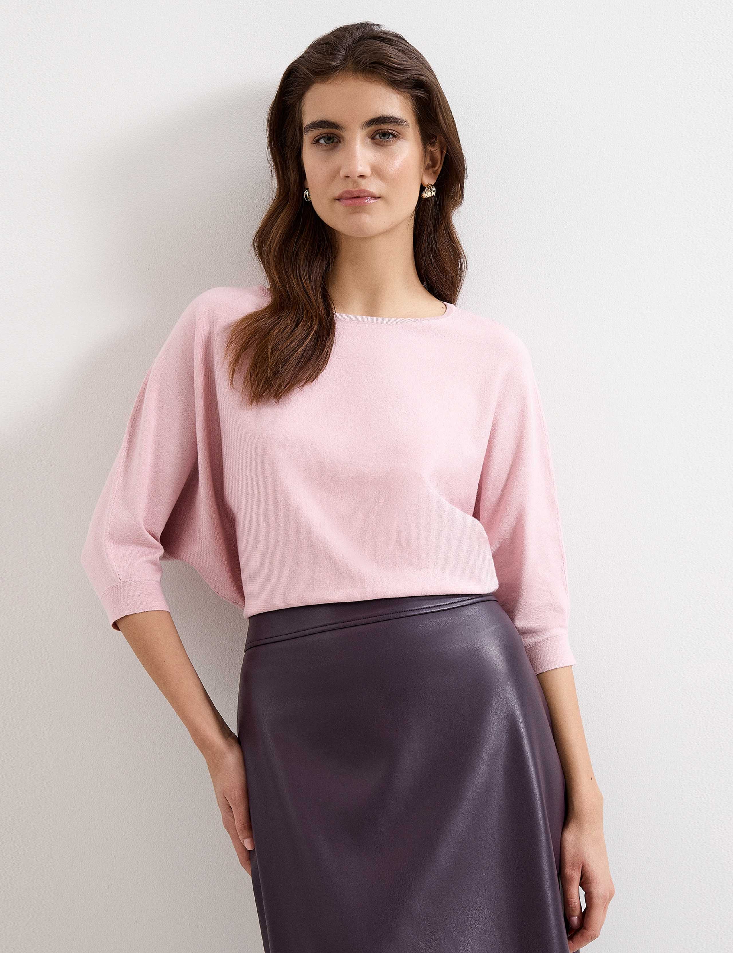 Slash Neck Batwing Sleeve Knitted Top