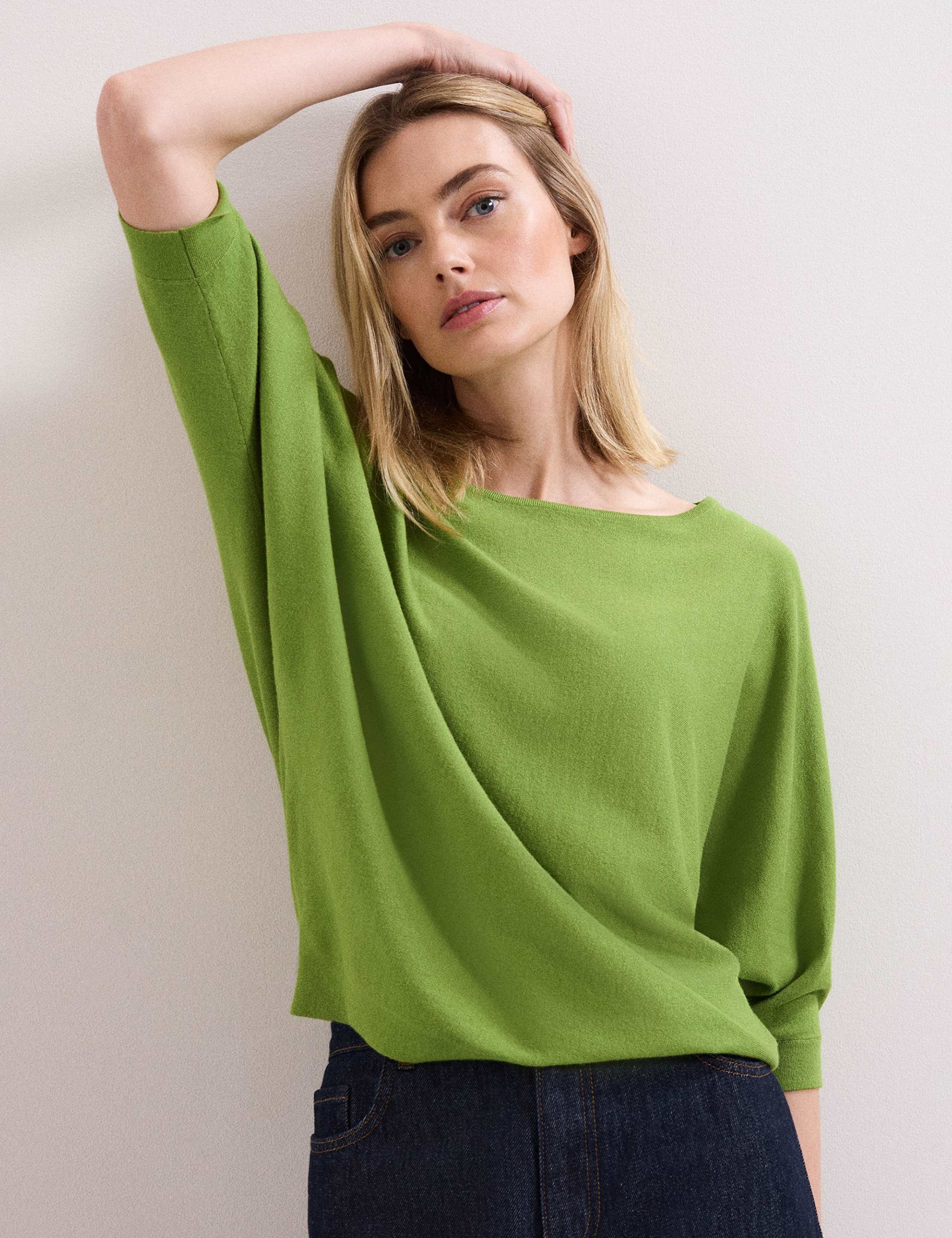Slash Neck Batwing Sleeve Knitted Top