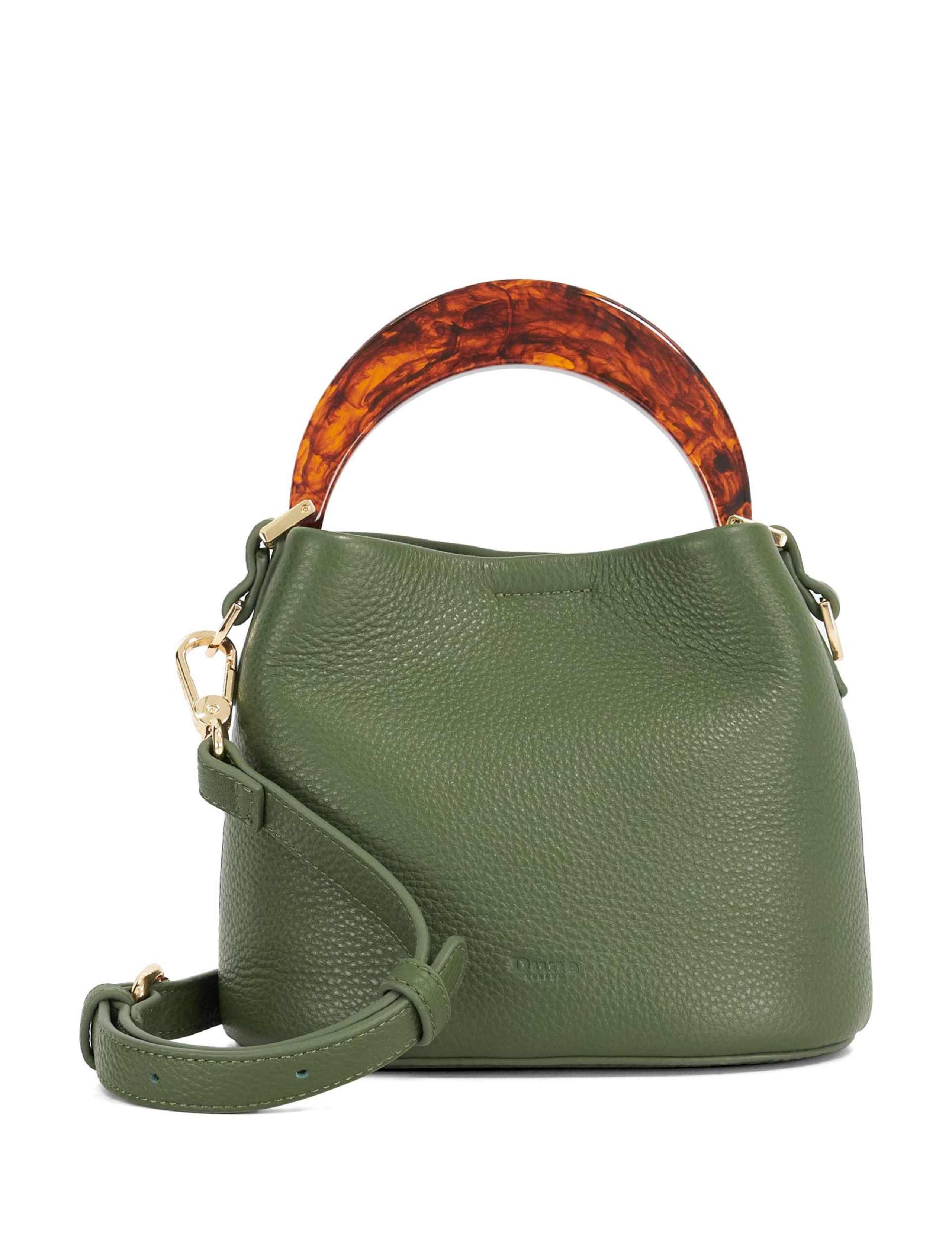 Leather Moulded Handle Grab Bag