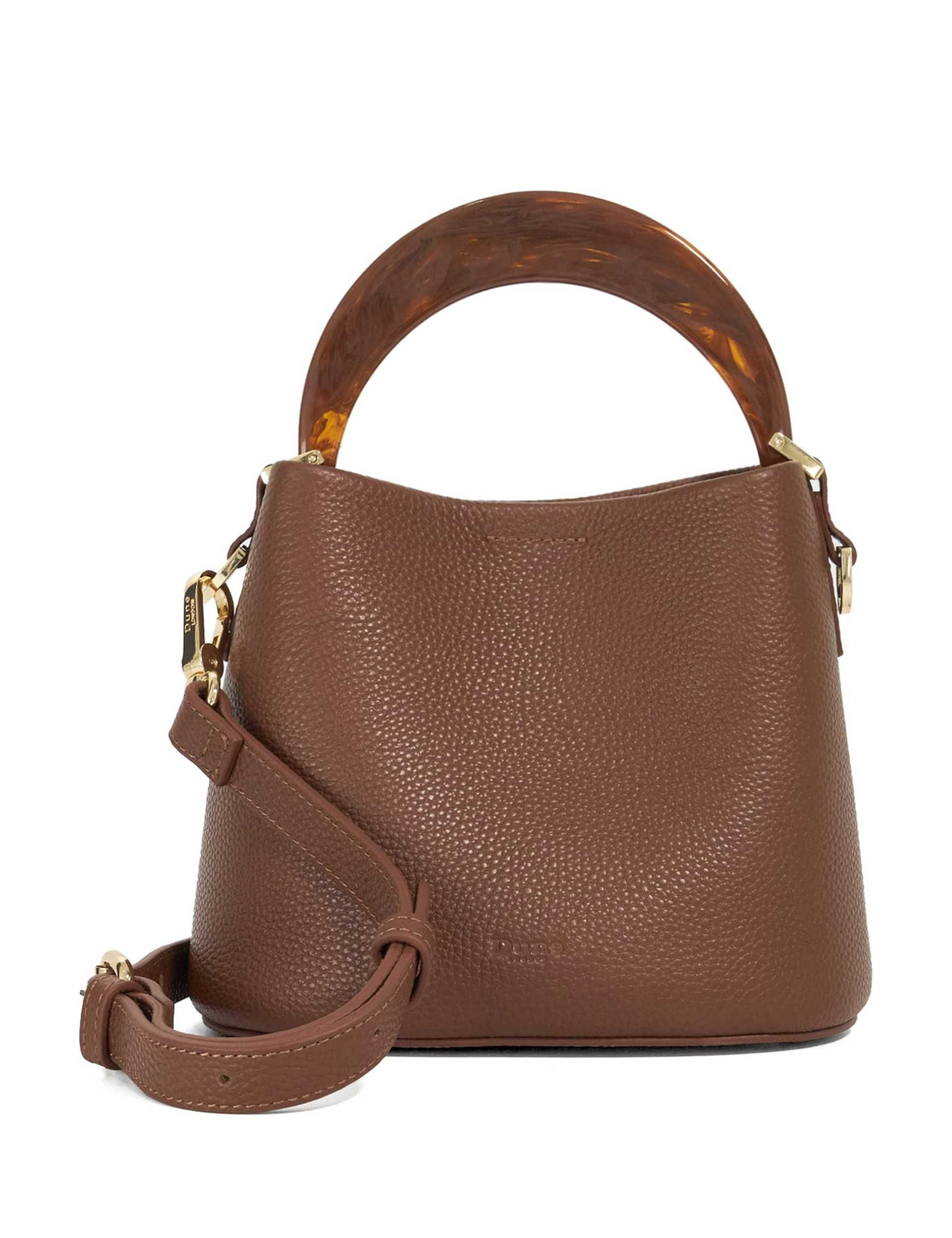 Leather Moulded Handle Grab Bag