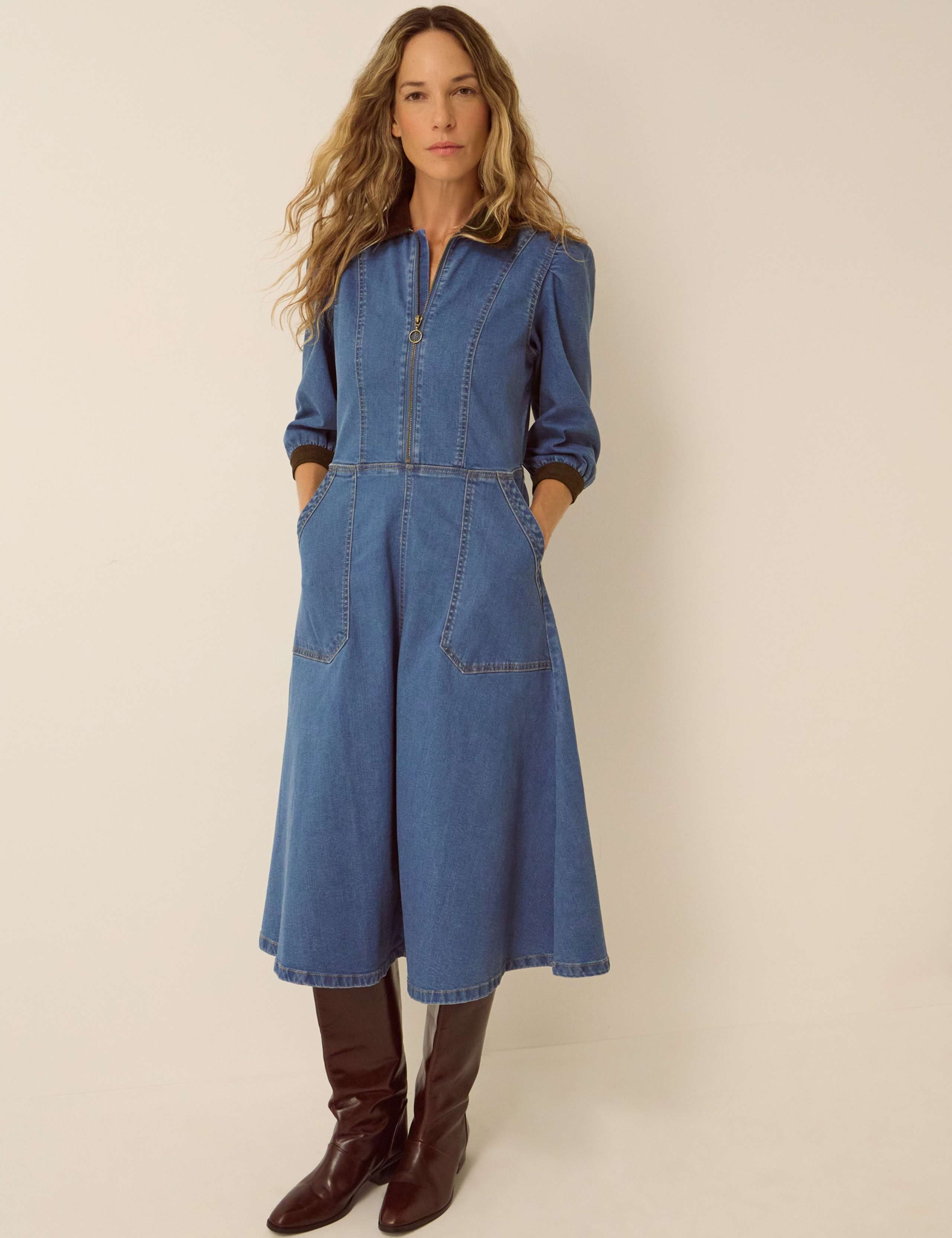 Cotton Rich Denim Midi Dress