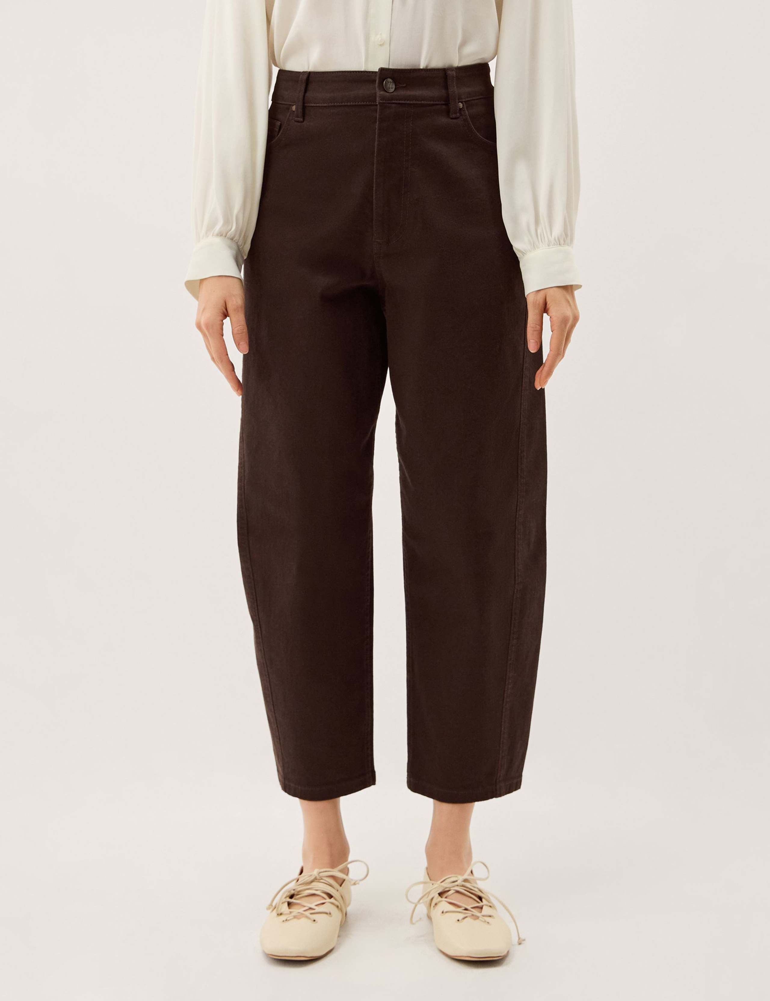 High Waisted Barrel Cropped Jeans