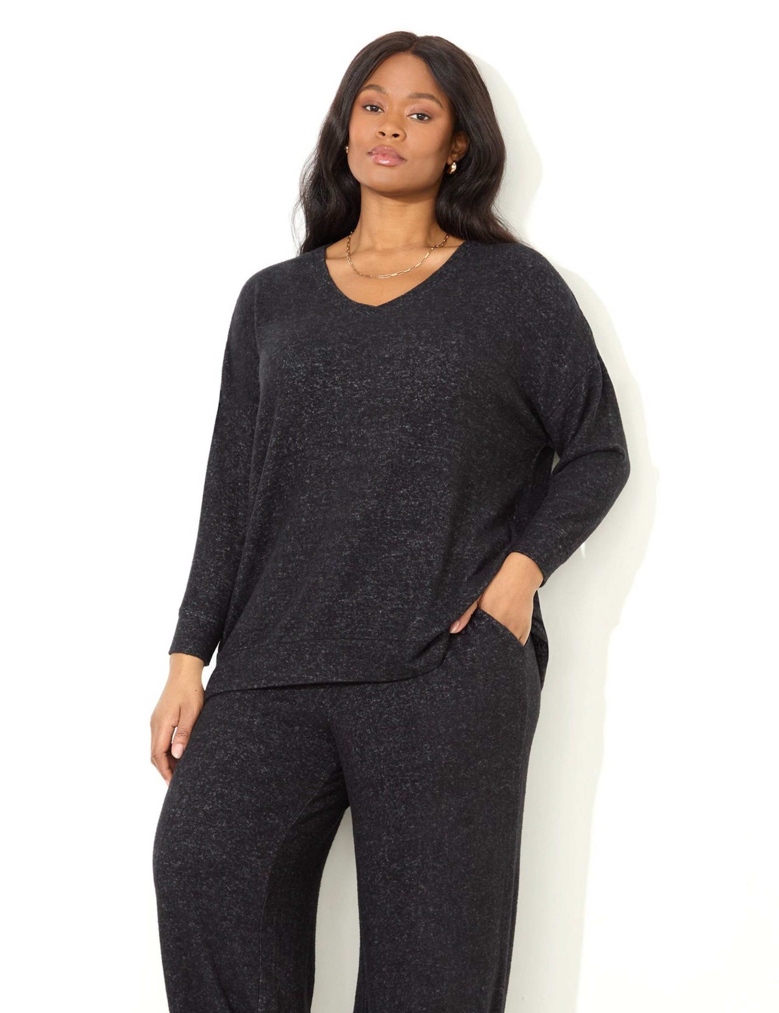 Jersey V-Neck Longline Top