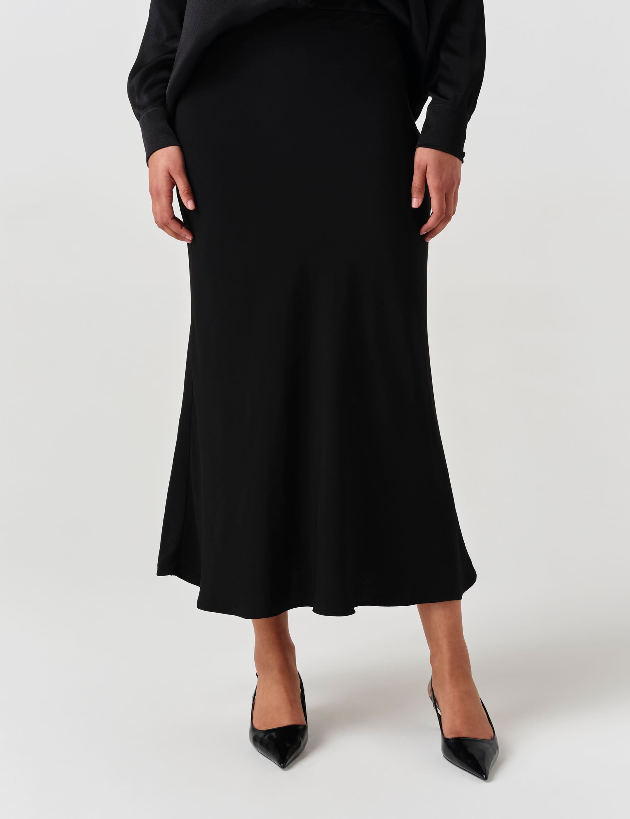 Crepe Midi Slip Skirt