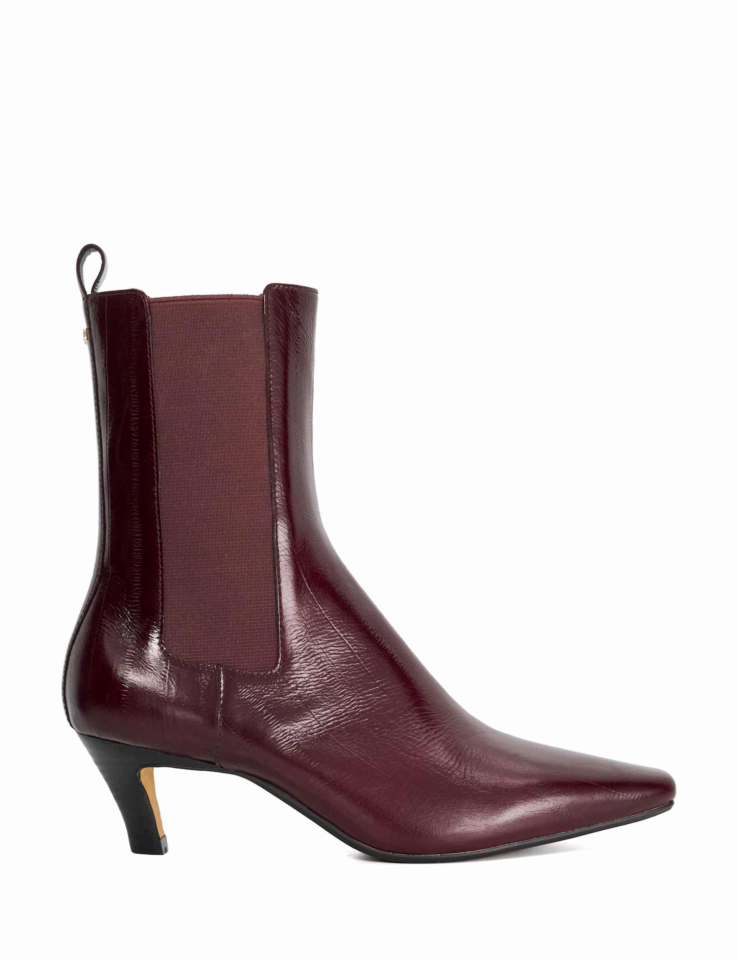 Leather Kitten Heel Ankle Boots