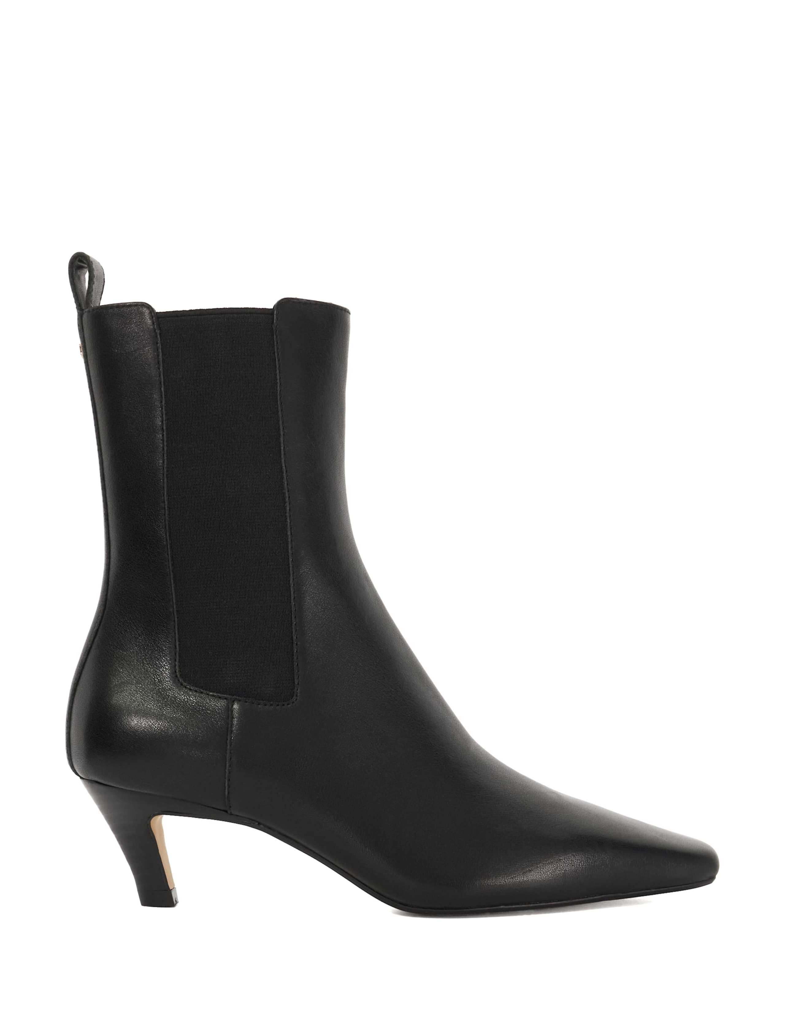 Leather Kitten Heel Ankle Boots