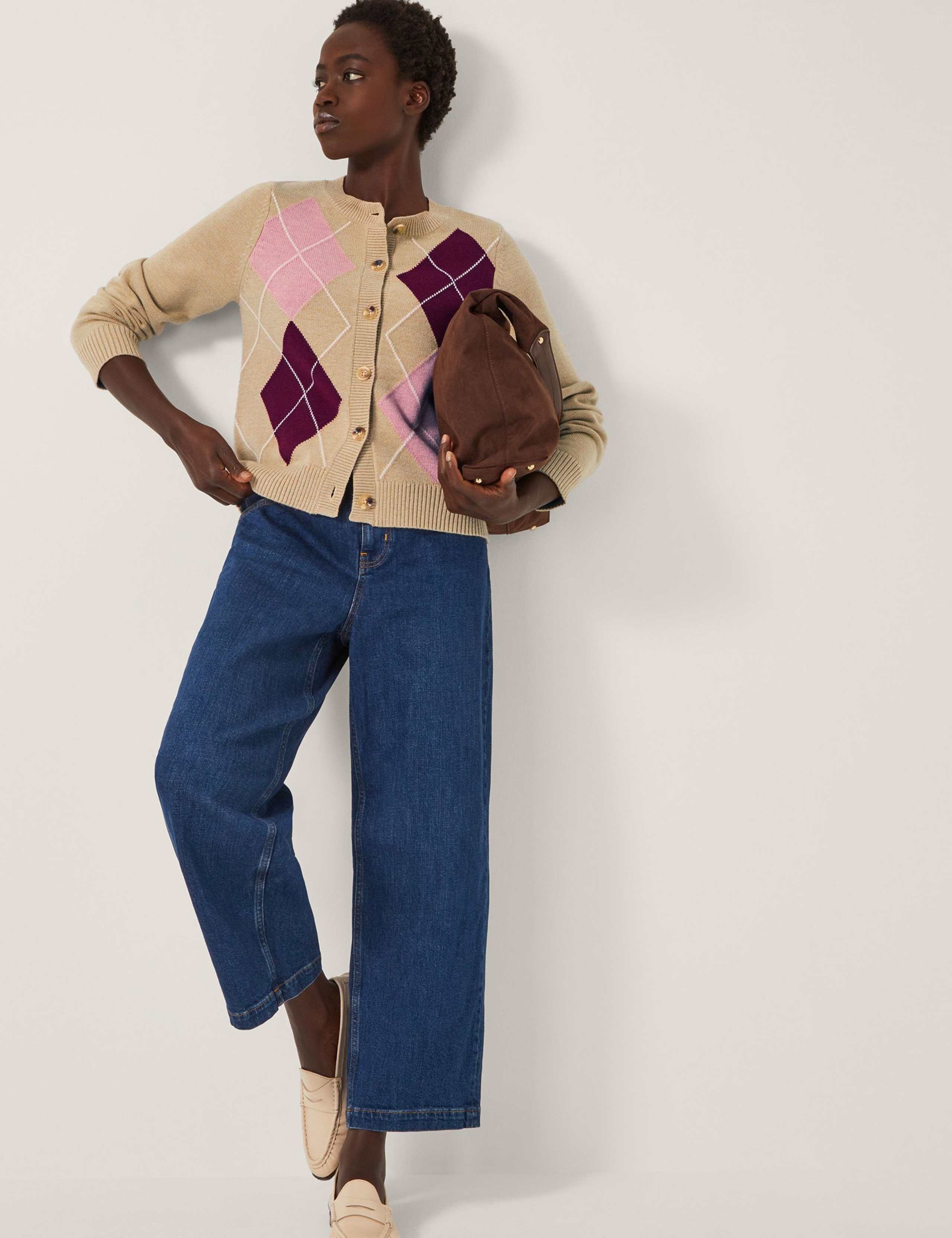 Argyle Crew Neck Cardigan